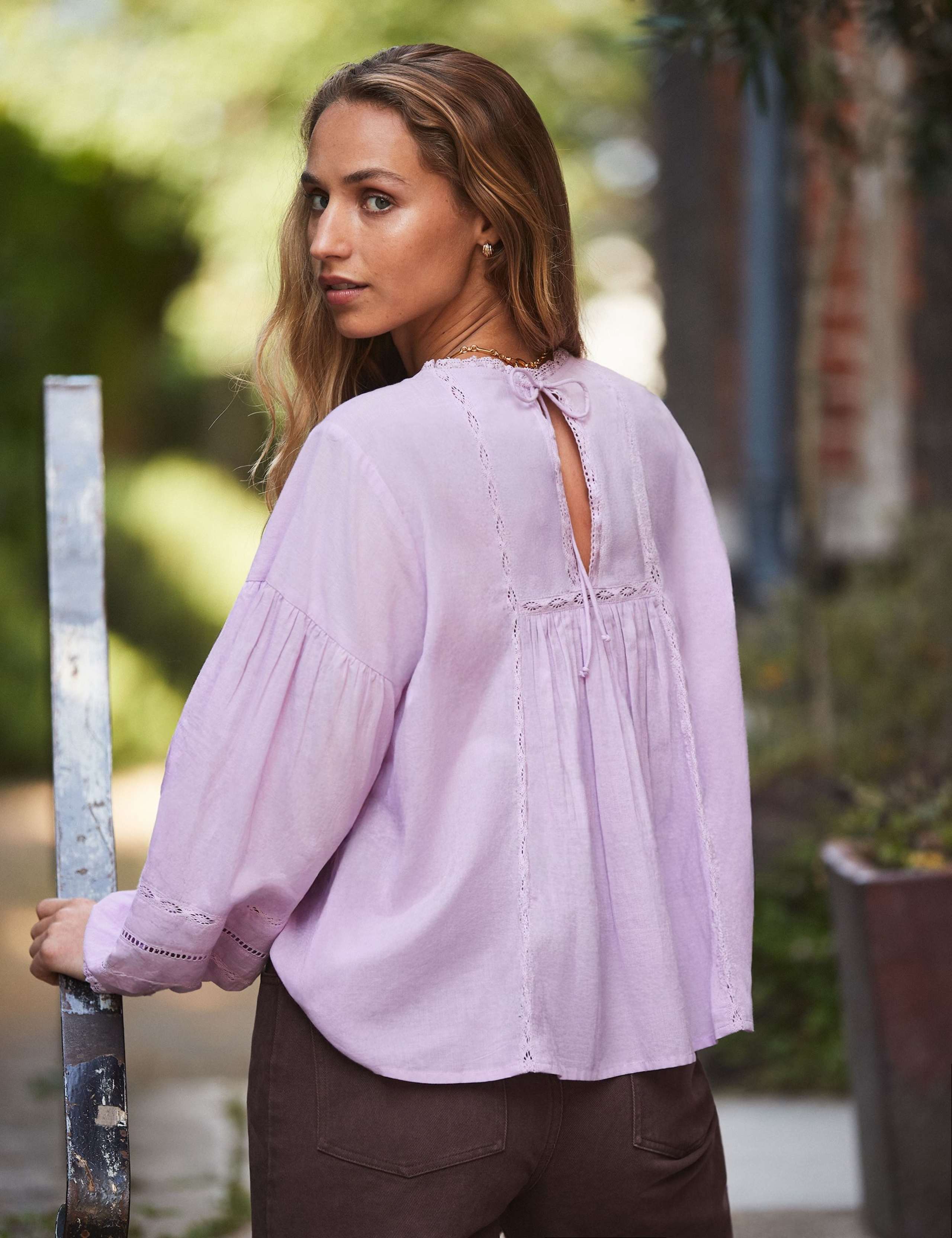 Pure Cotton Broderie Tie Front Blouse 2 of 5