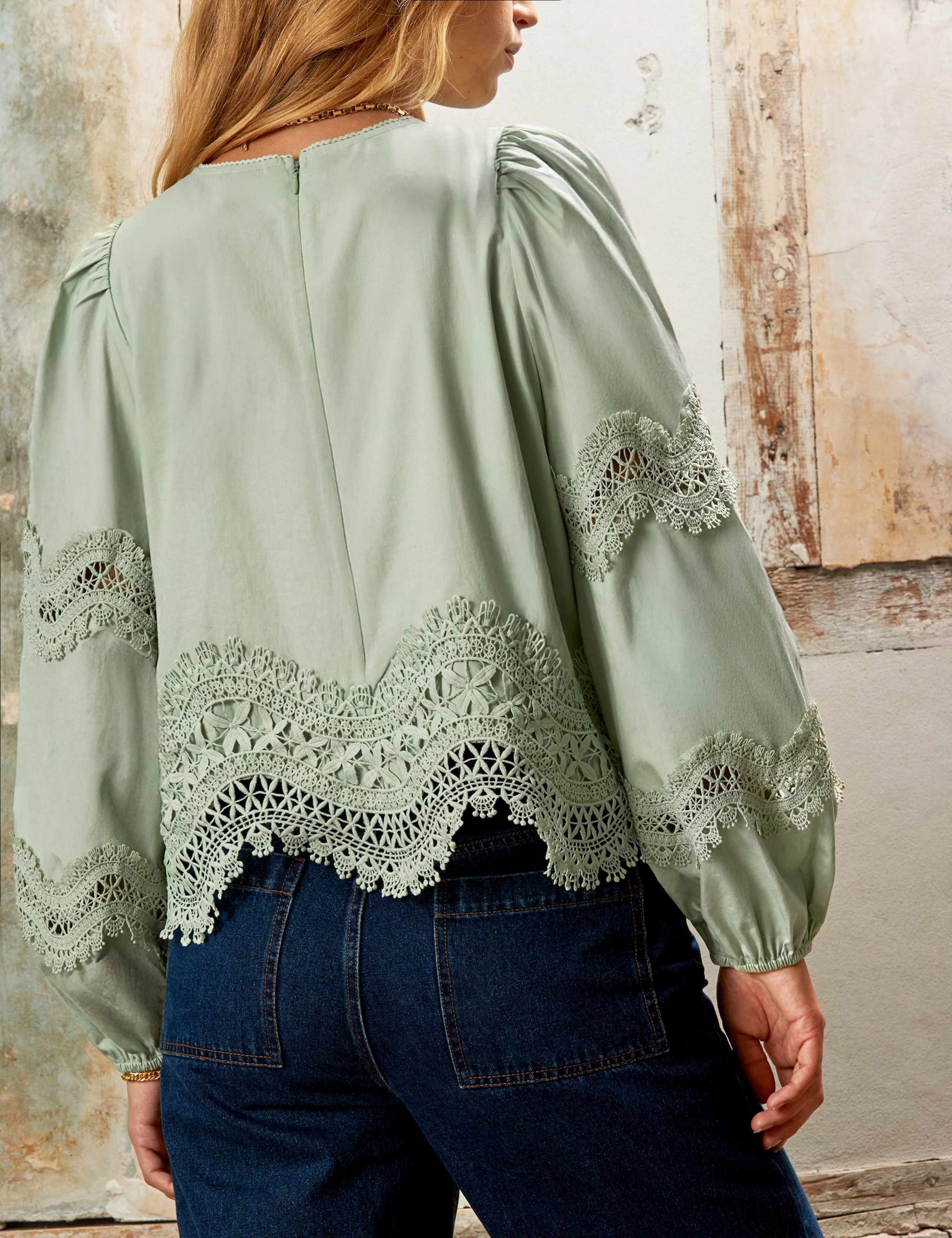 Pure Cotton Crew Neck Blouse 3 of 5