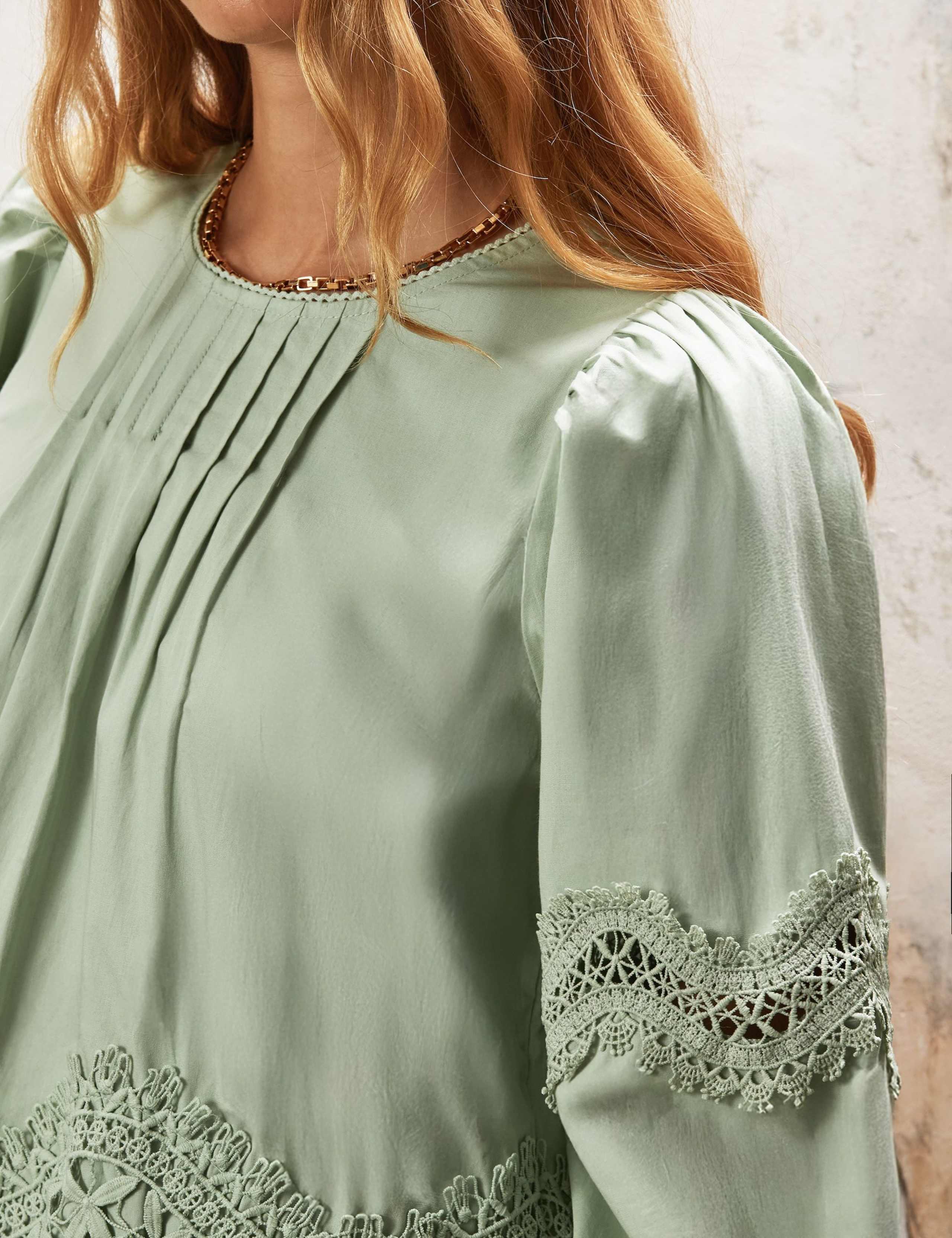 Pure Cotton Lace Detail Blouse 4 of 5