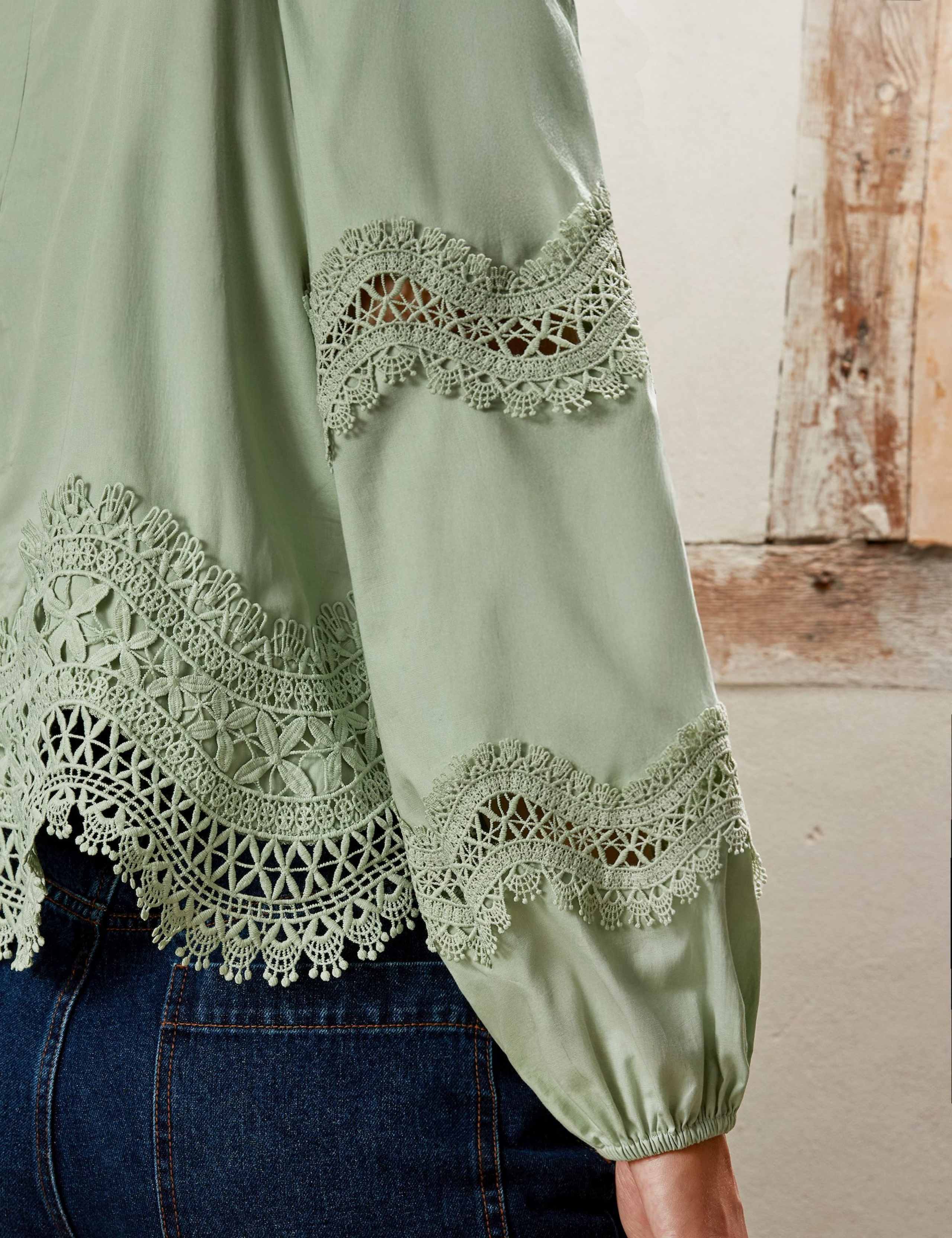 Pure Cotton Lace Detail Blouse 5 of 5
