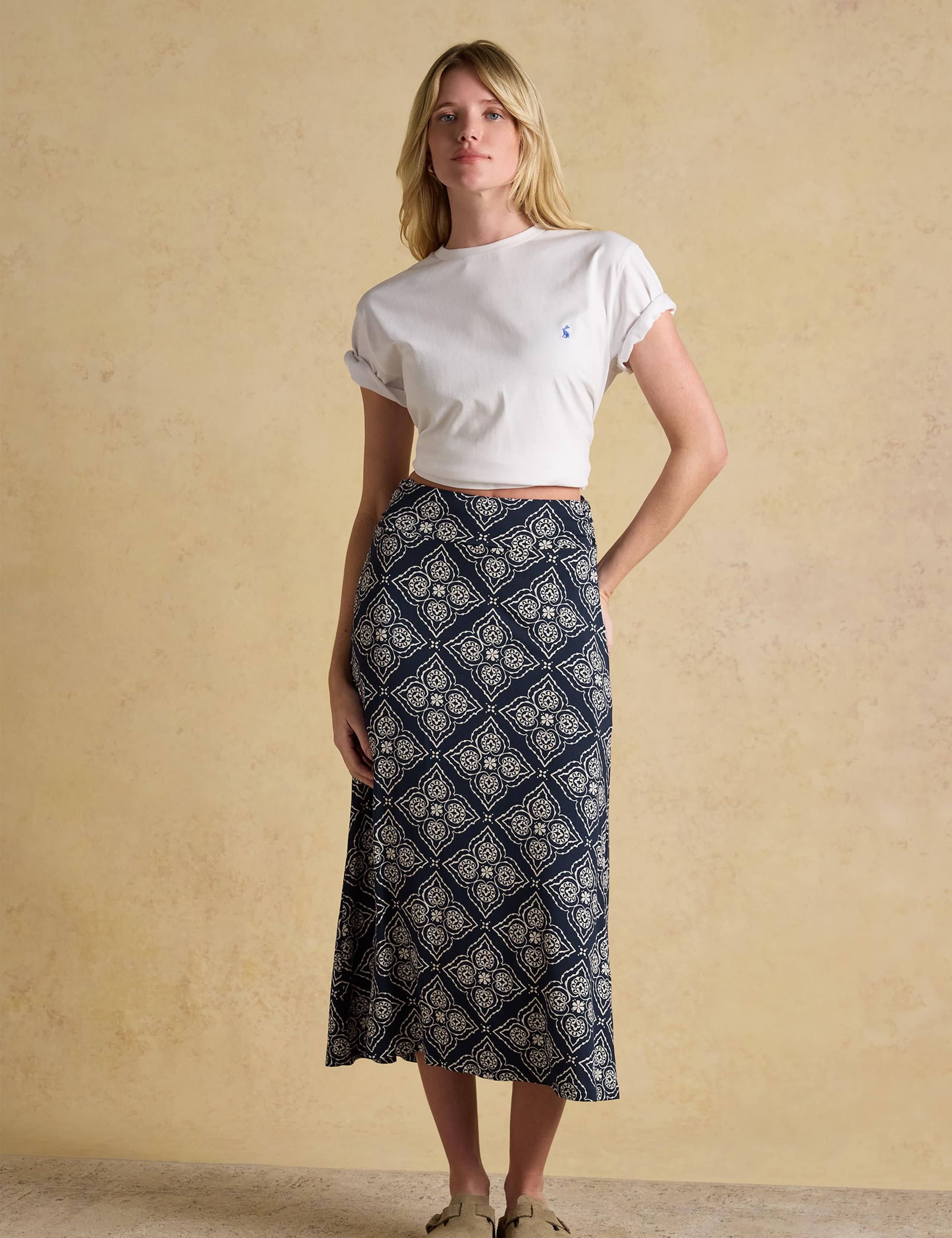 Jersey Printed Midi Slip Skirt 1 of 6