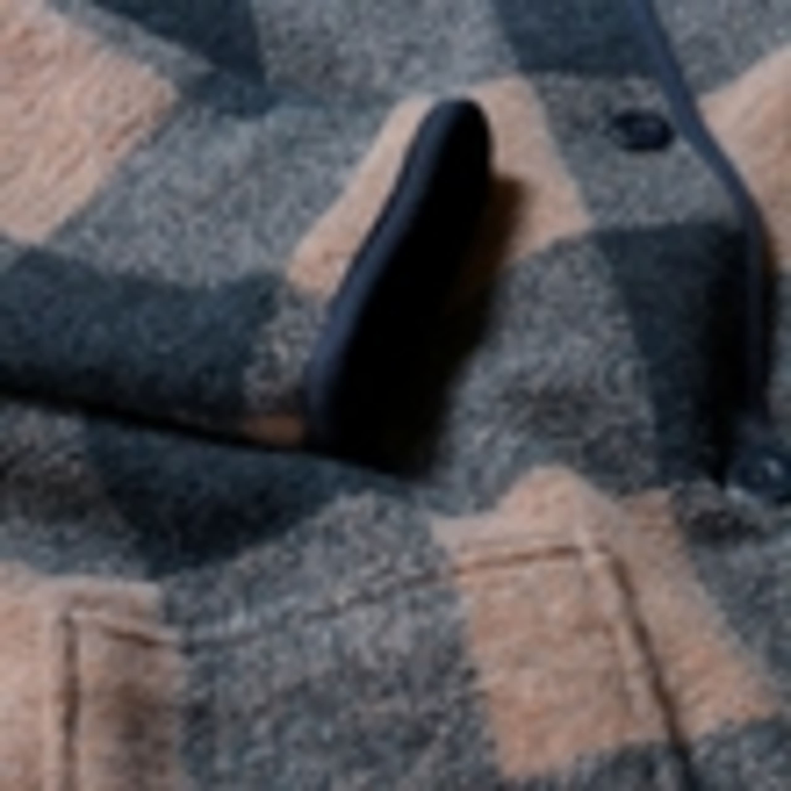 Relaxed Checked Collarless Jacket with Wool 5 of 5