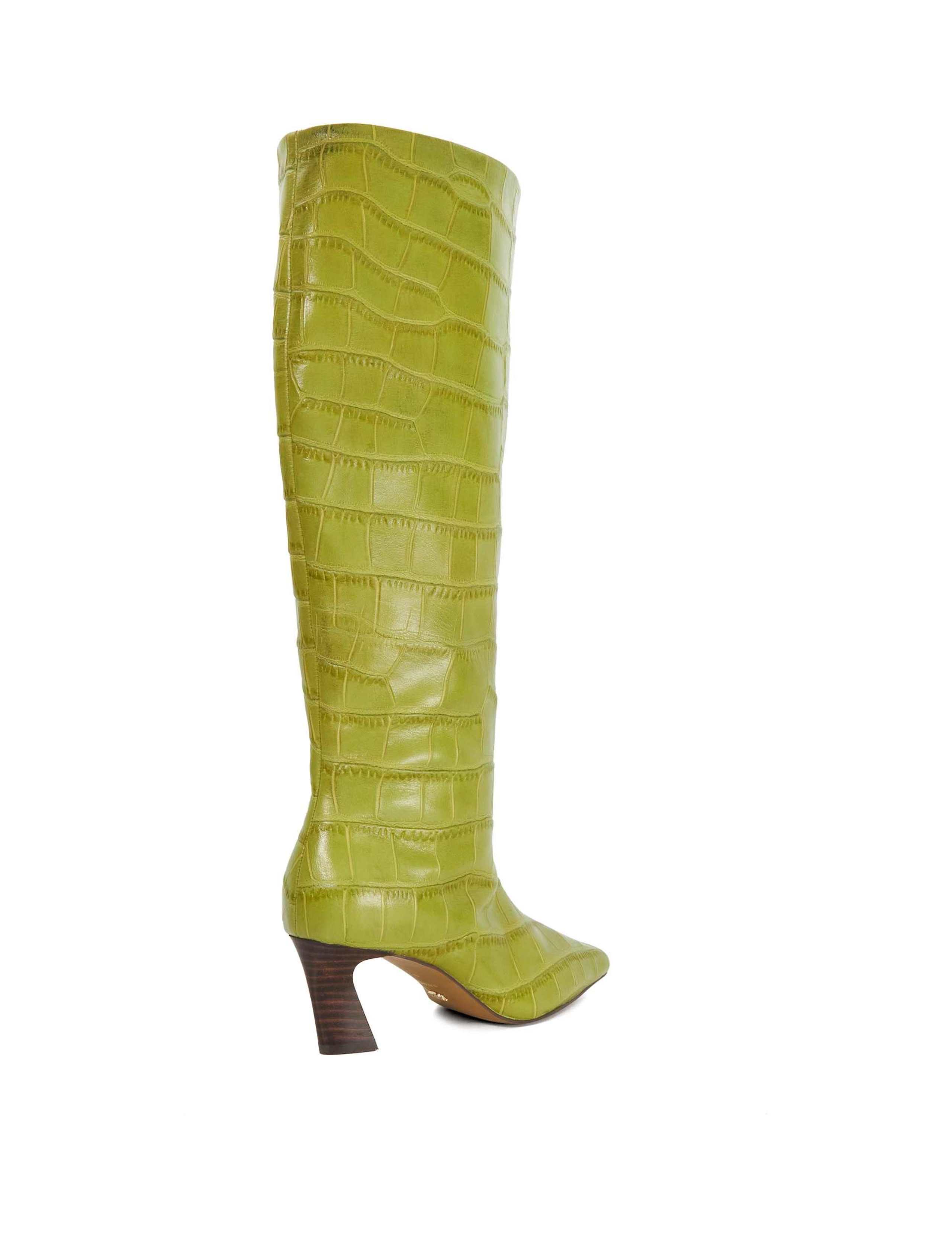 Leather Croc Chisel Toe Knee High Boots 4 of 5