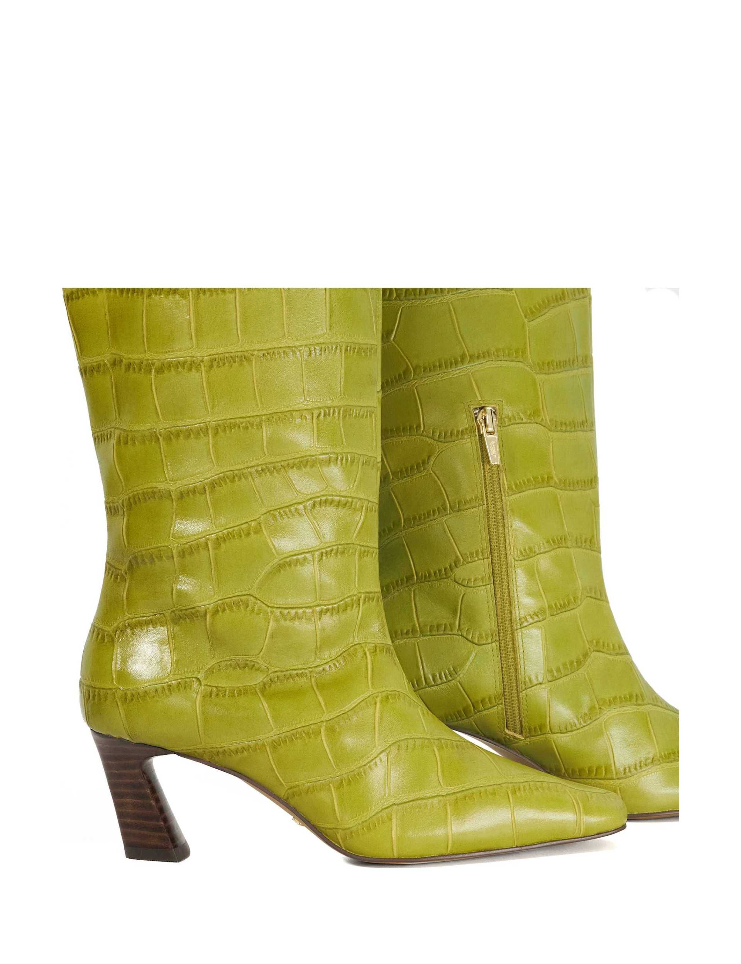 Leather Croc Chisel Toe Knee High Boots 5 of 5