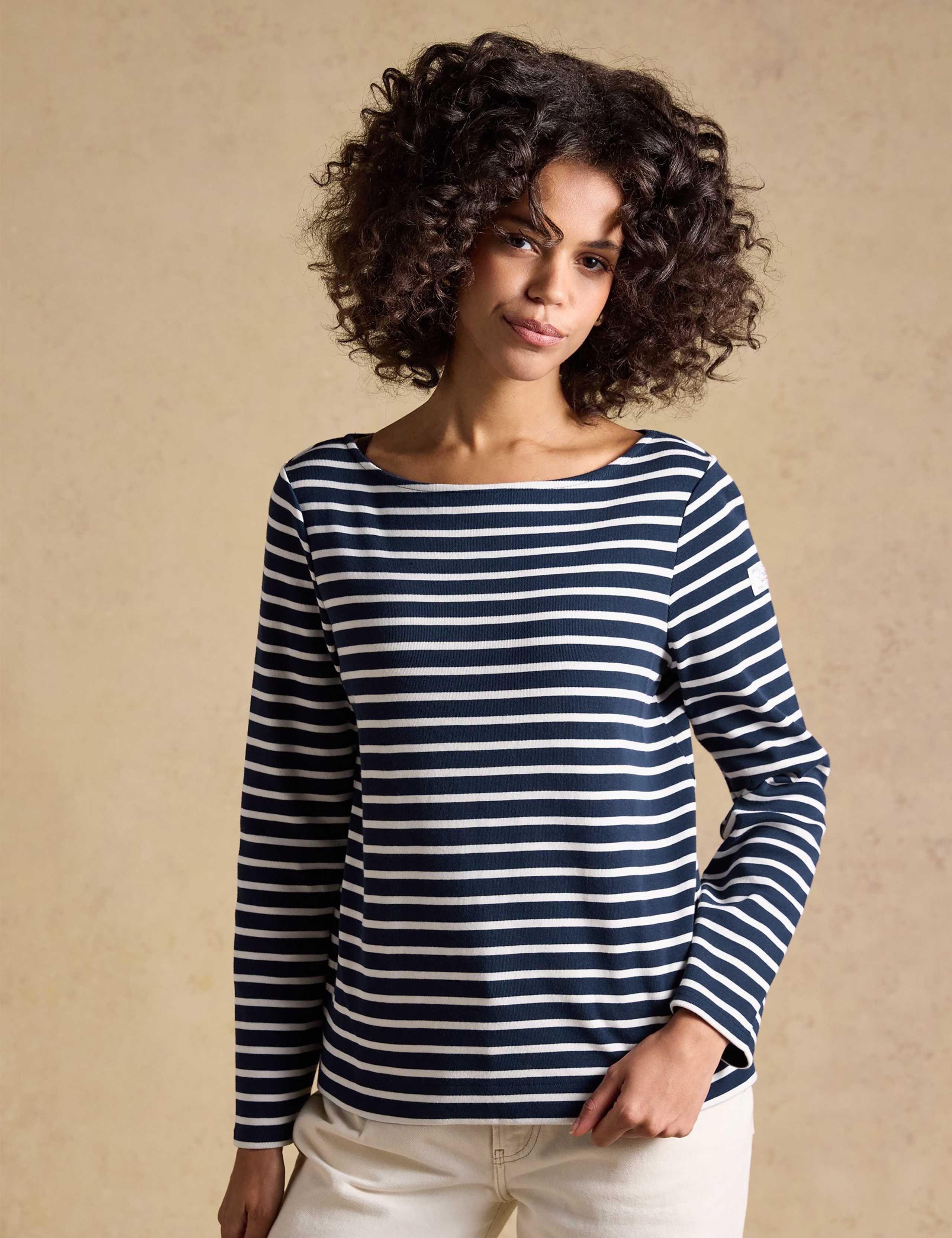 2 Pack Pure Cotton Striped Slash Neck Tops 1 of 7
