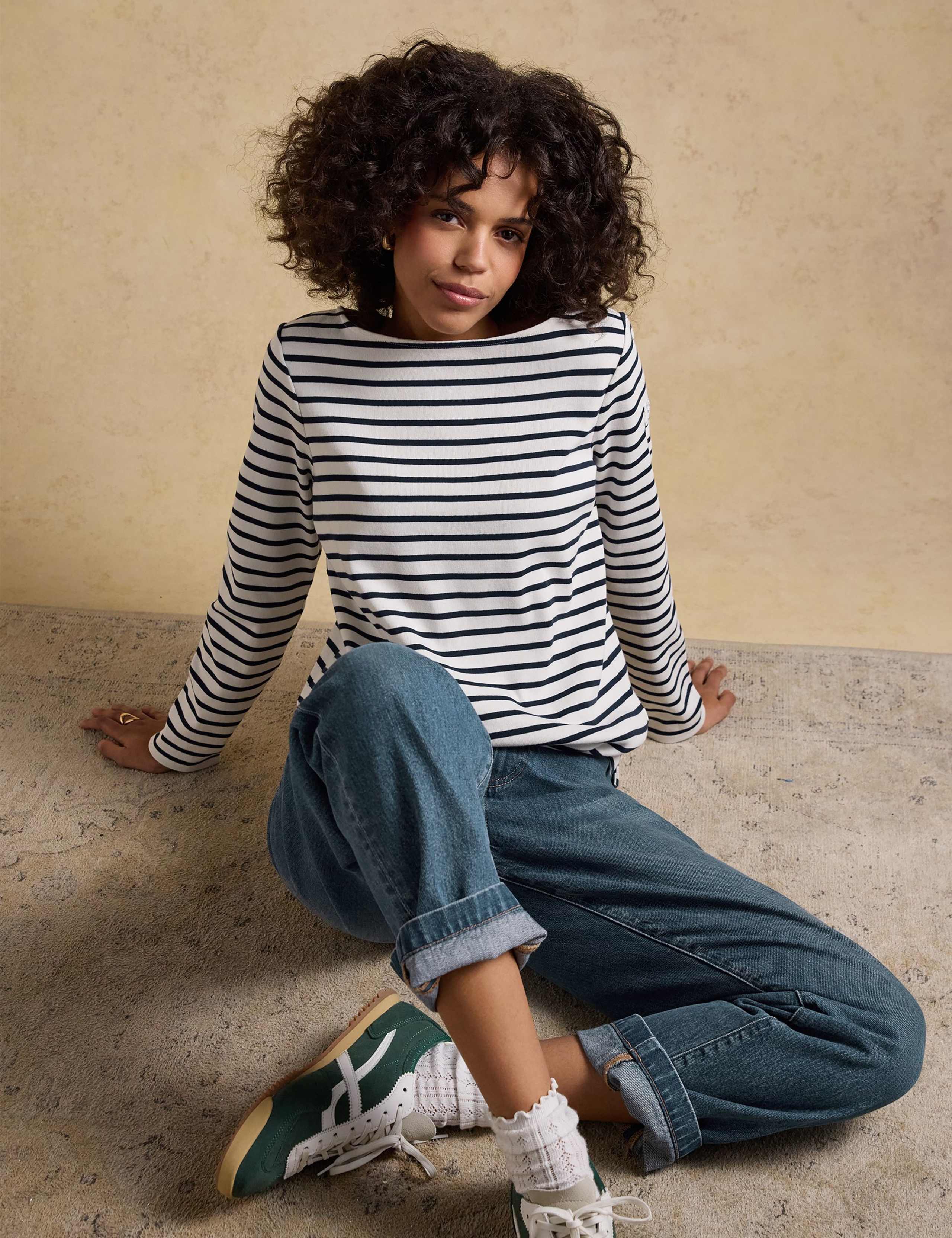 2 Pack Pure Cotton Striped Slash Neck Tops 6 of 7