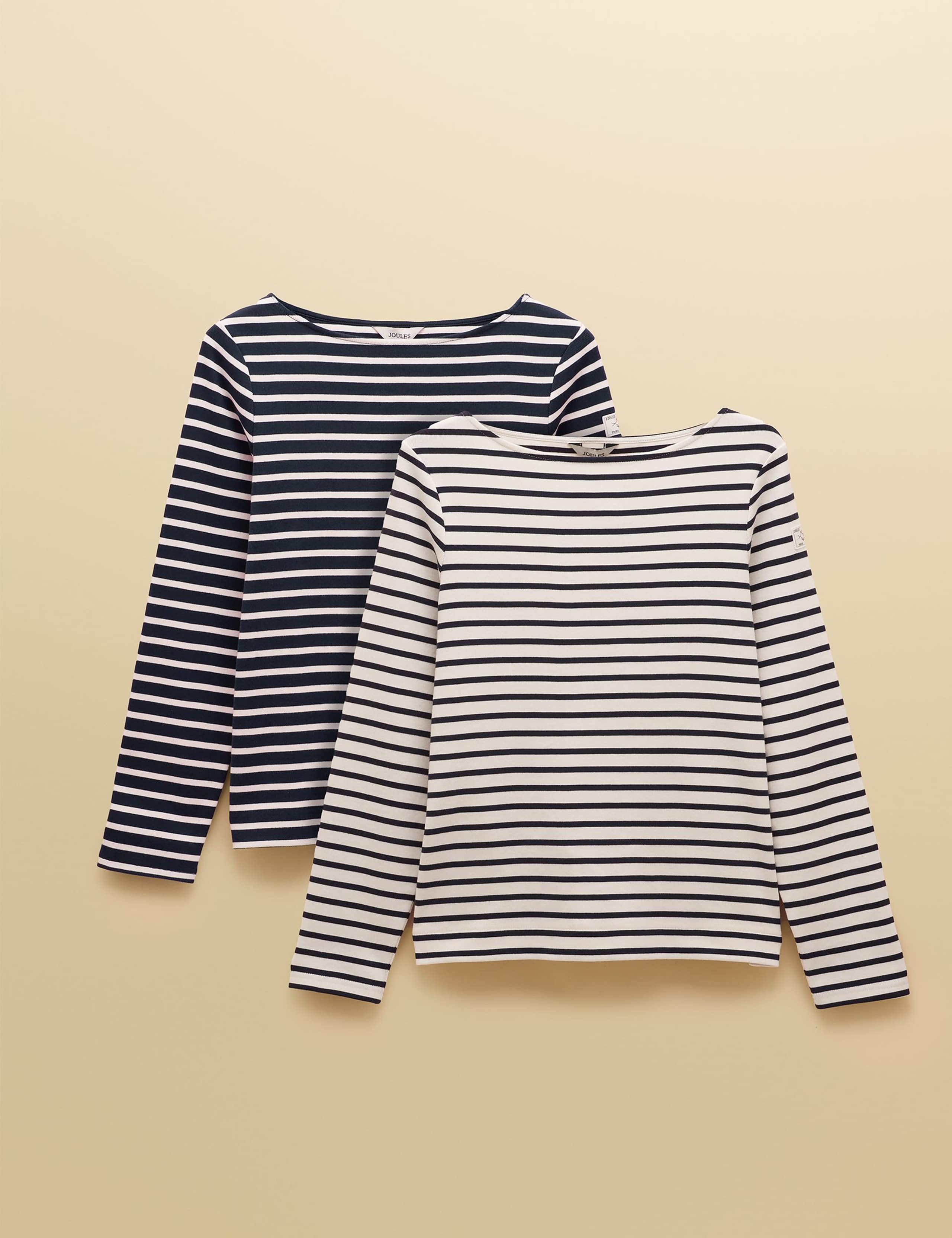 2 Pack Pure Cotton Striped Slash Neck Tops 2 of 7