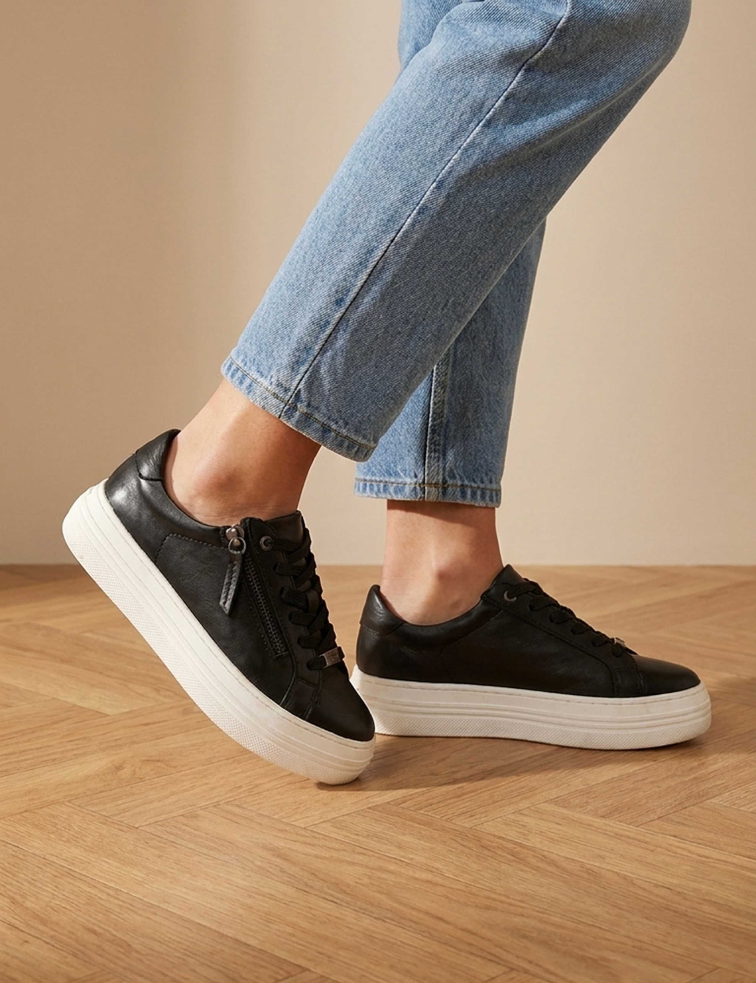 Amaliadawide Wide Fit Leather Trainers 1 of 6