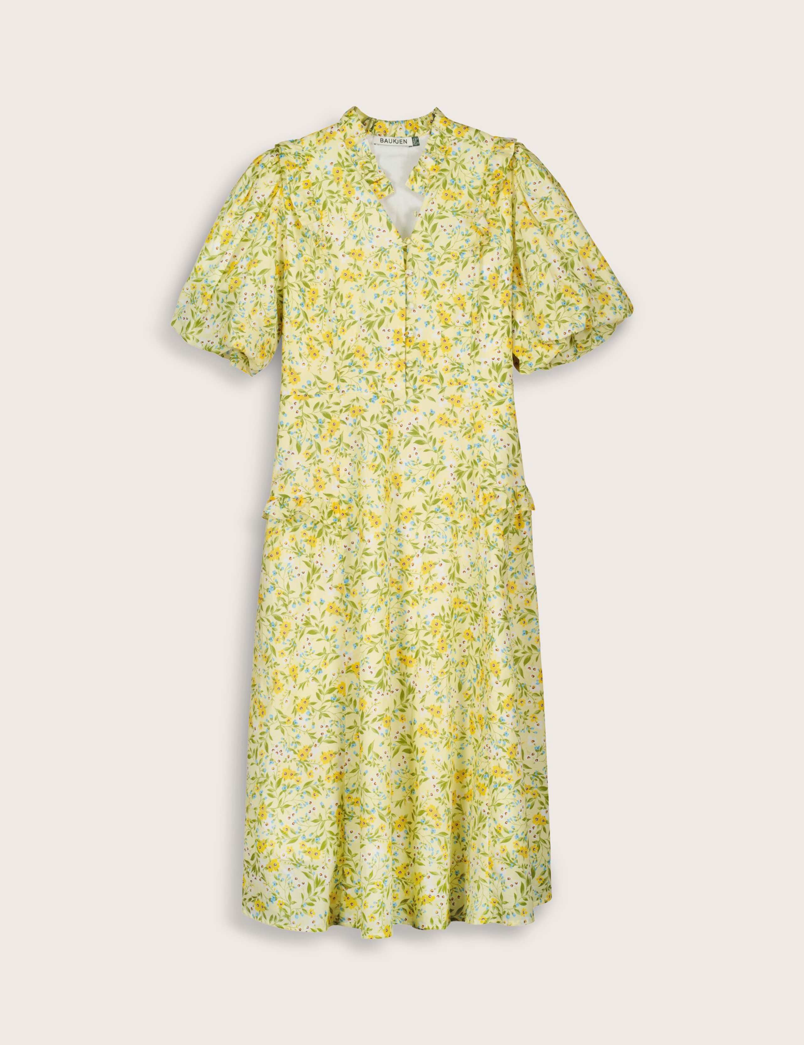 Pure Cotton Floral Puff Sleeve Midi Dress 2 of 6
