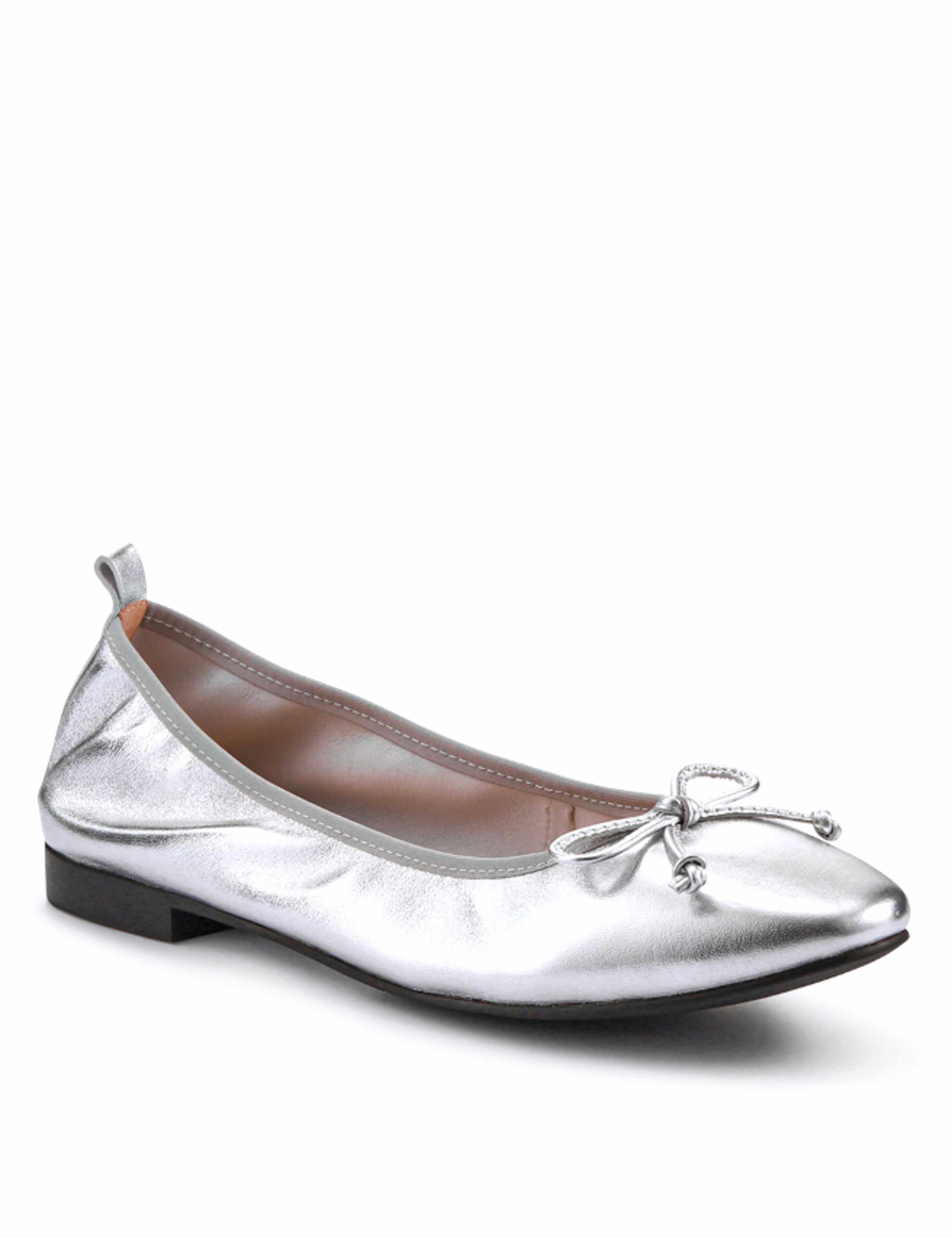 Leather Metallic Flat Ballet Pumps 5 of 7