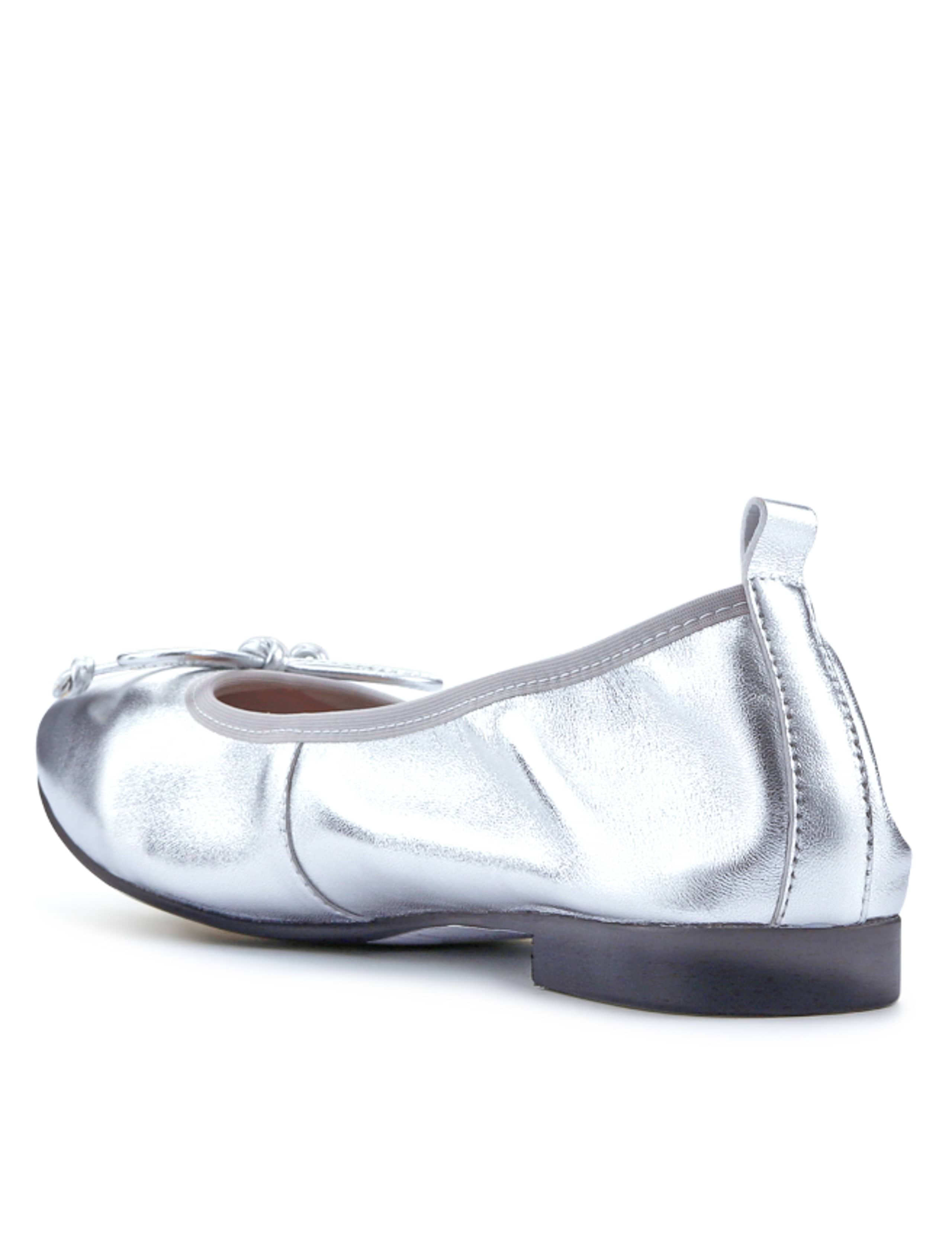 Leather Metallic Flat Ballet Pumps 6 of 7