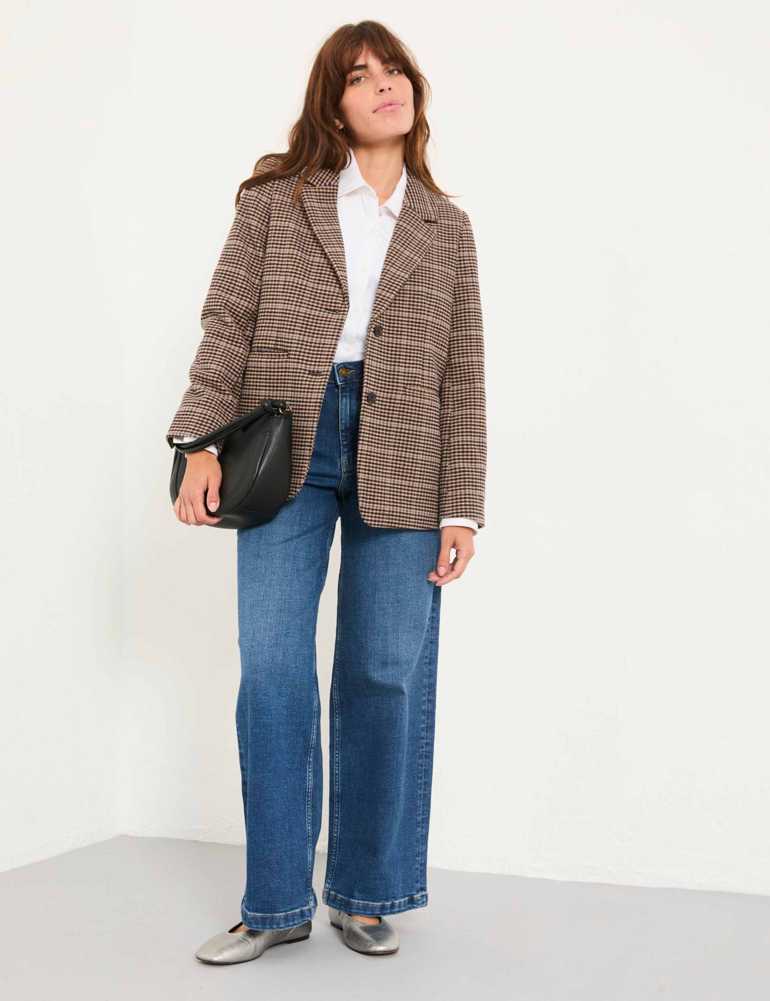 Wool Blend Checked Single Breasted Blazer 1 of 6