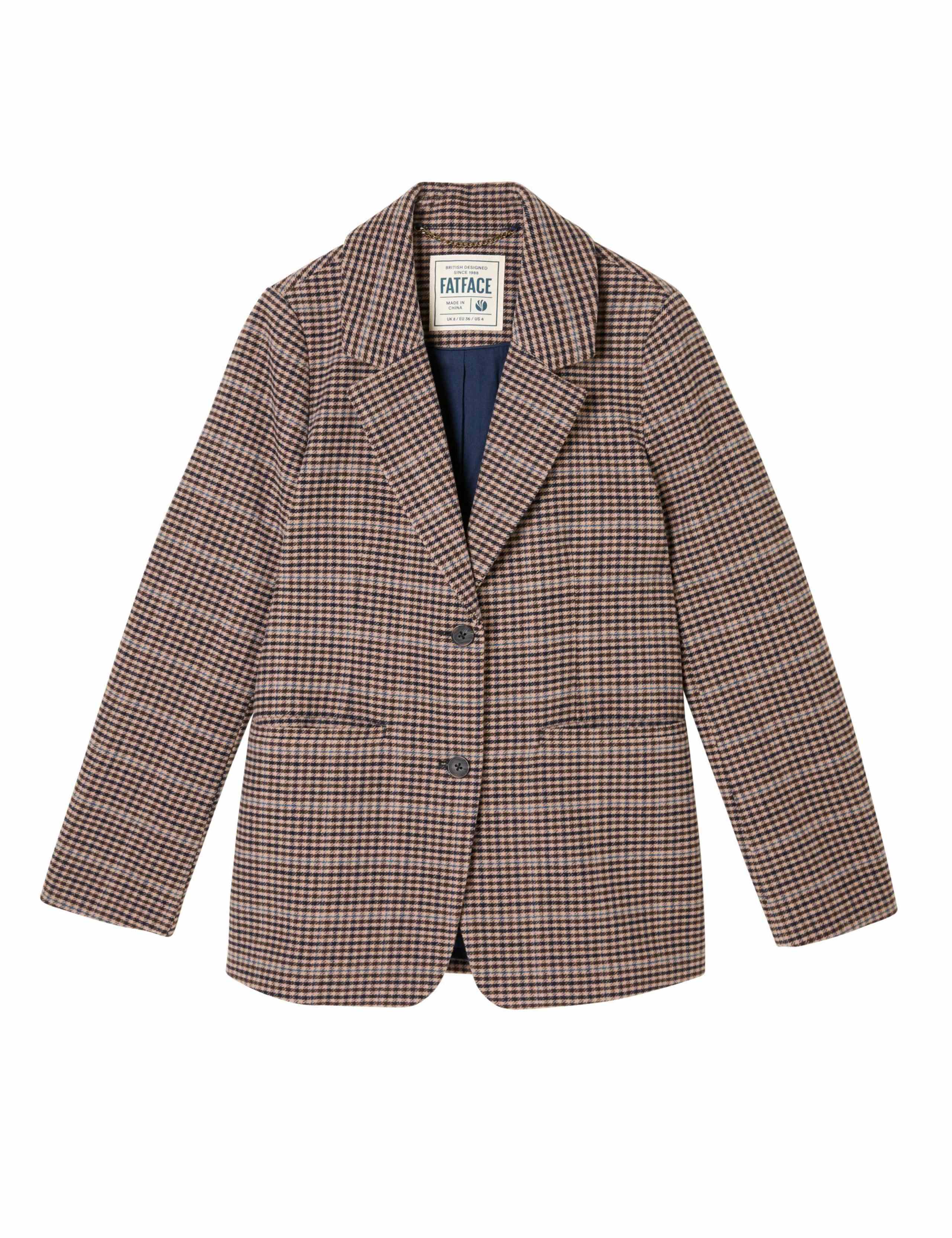 Wool Blend Checked Single Breasted Blazer 2 of 6