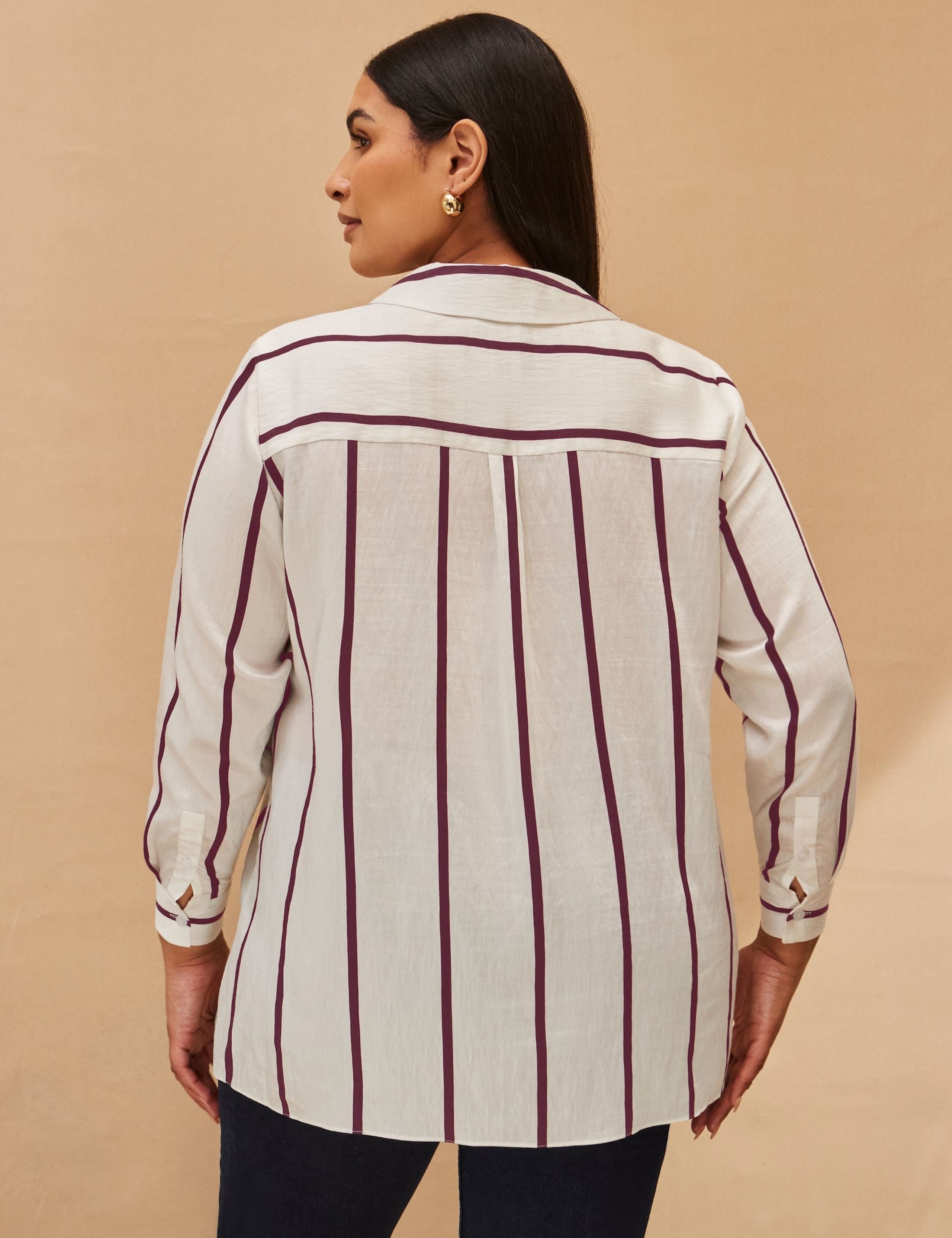 Lyocell Rich Striped Collared Button Through Shirt 2 of 2