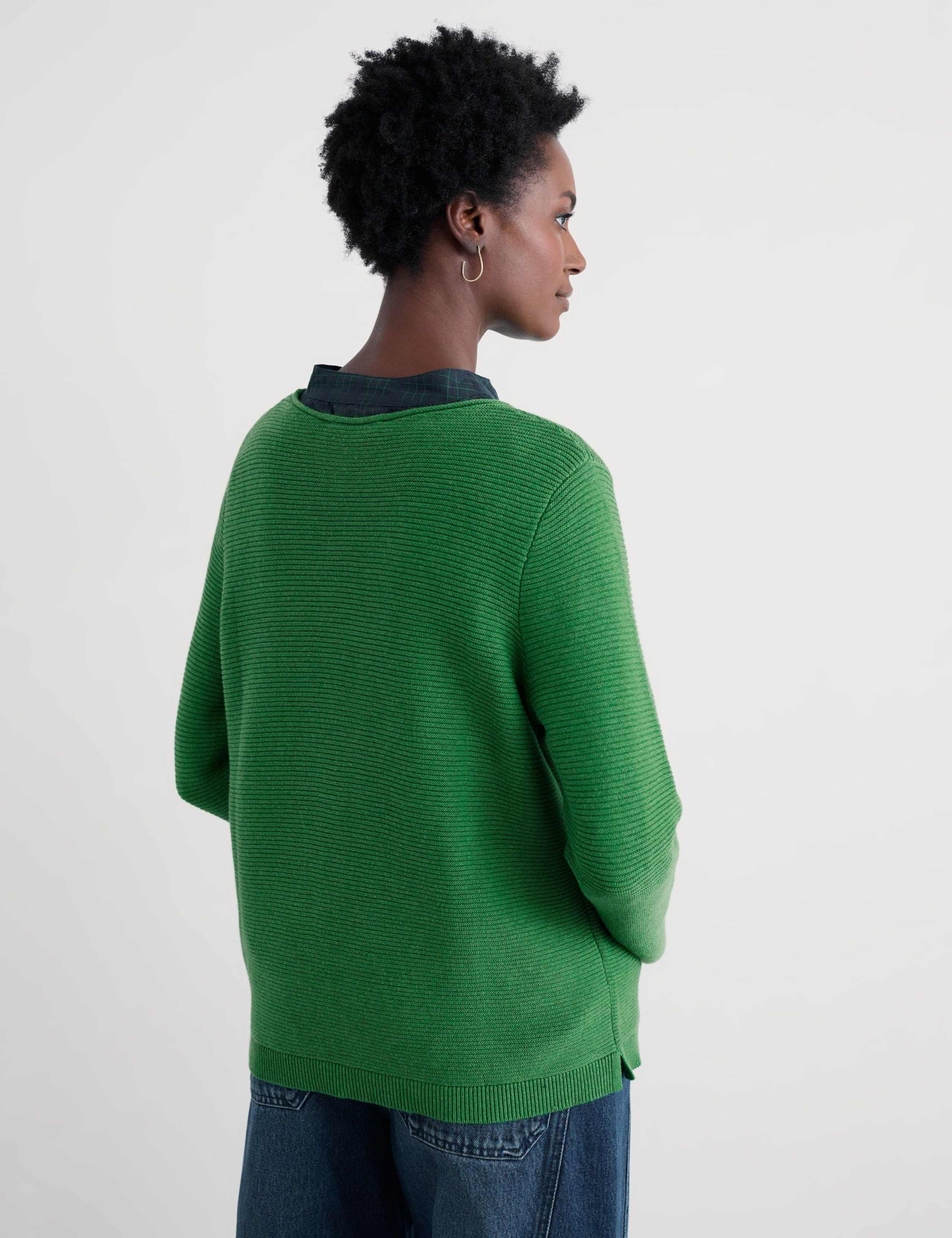 Pure Cotton Ribbed Crew Neck Relaxed Jumper 4 of 5