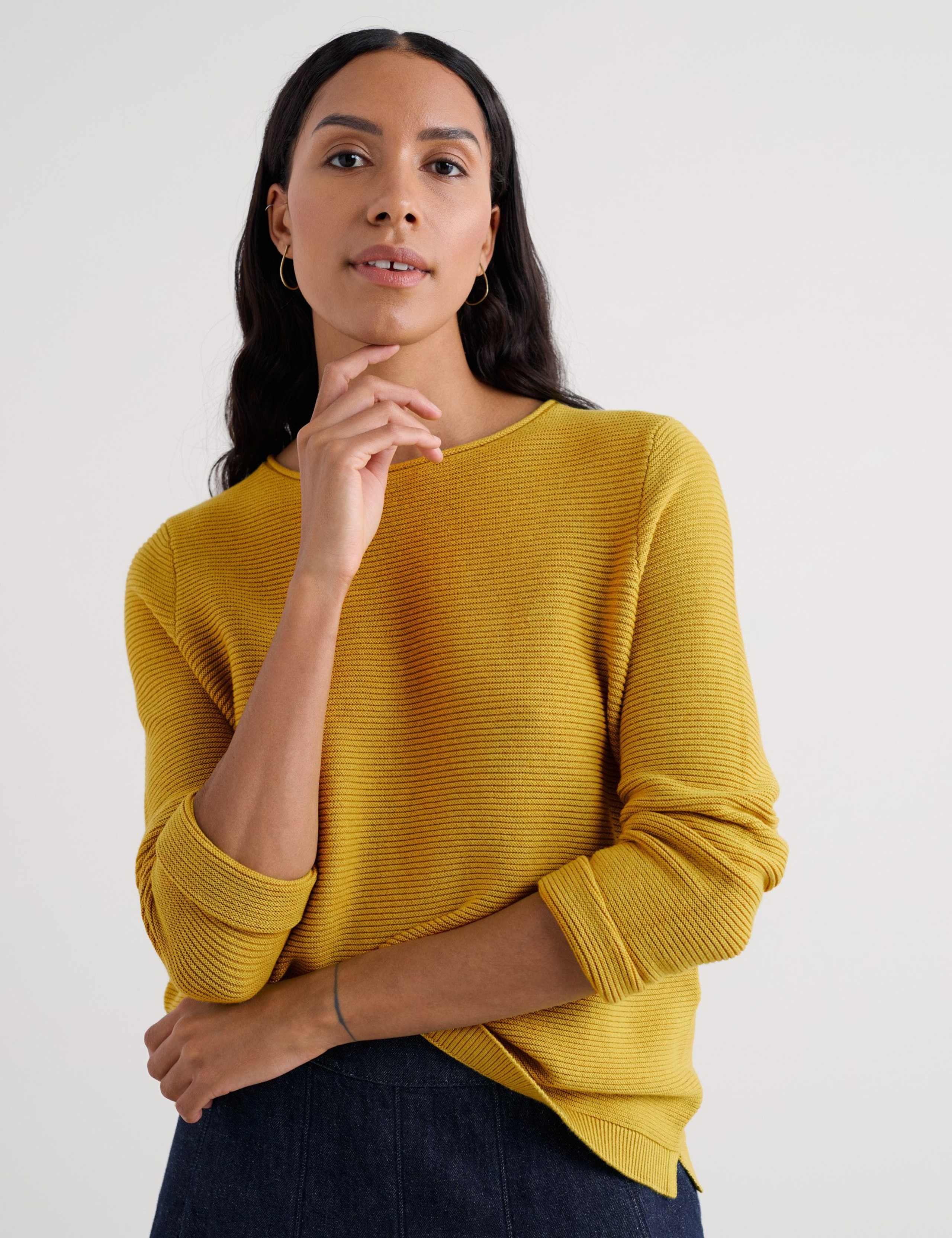 Pure Cotton Ribbed Crew Neck Relaxed Jumper 3 of 5