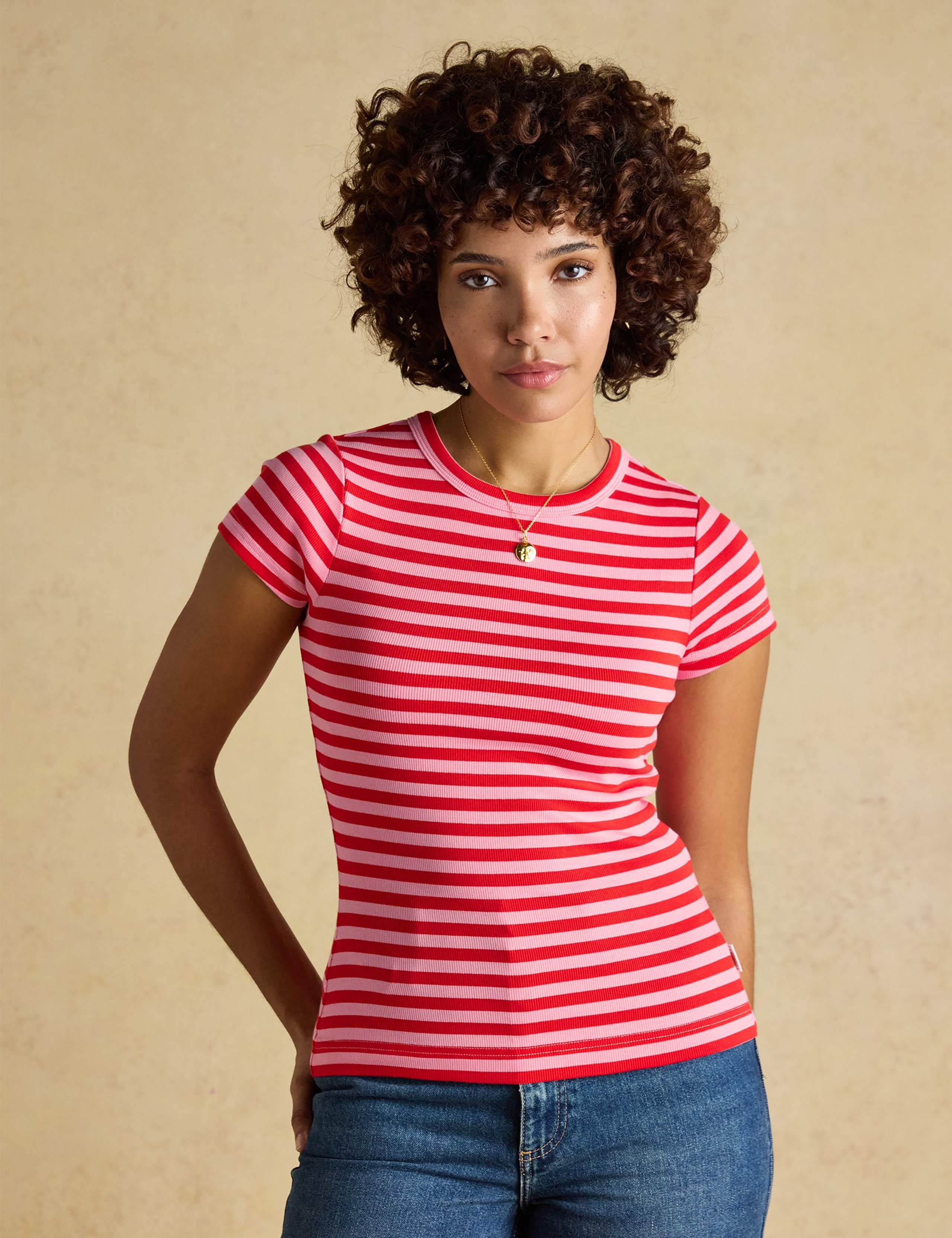 Cotton Rich Ribbed Striped T-Shirt 1 of 8