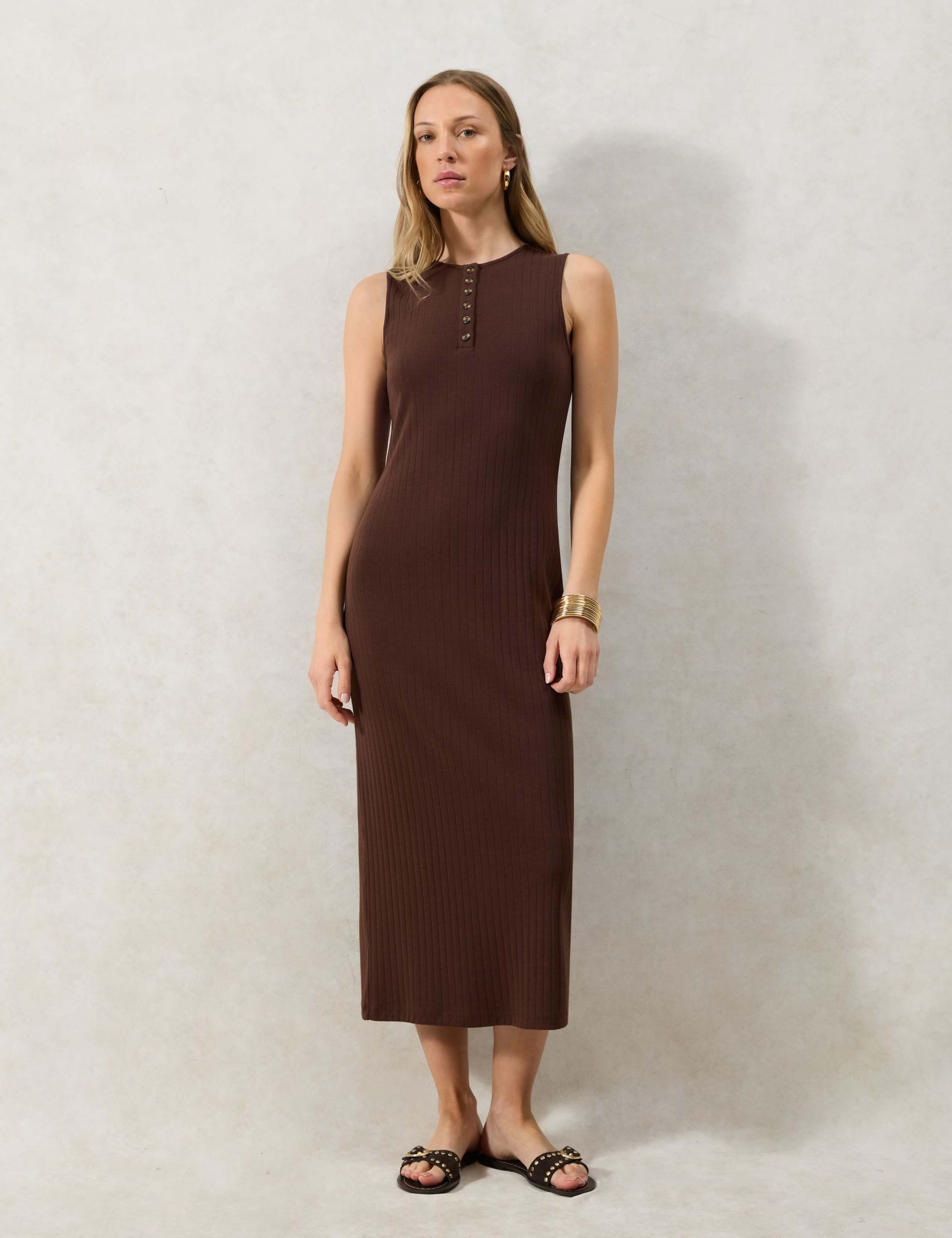 Chocolate Rib Column Dress 2 of 5