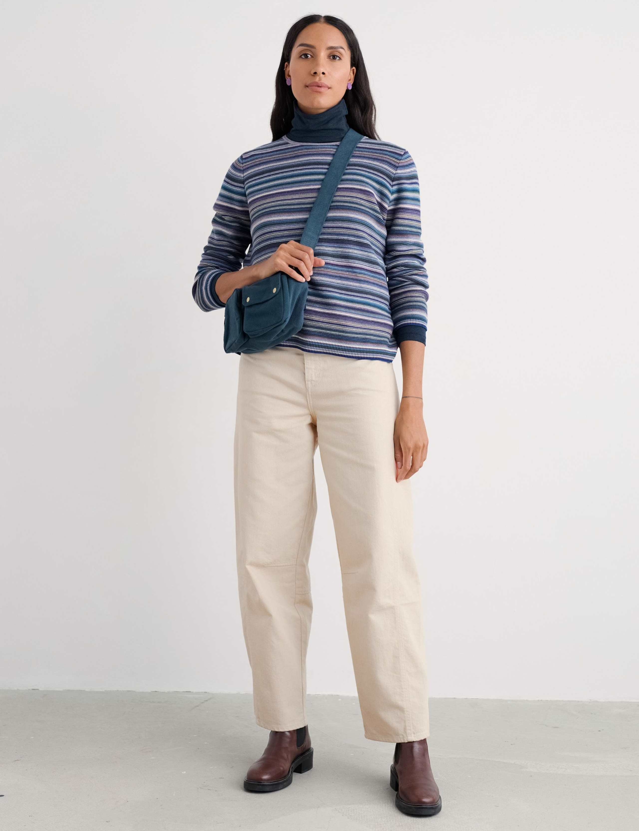 Pure Cotton Striped Crew Neck Jumper 1 of 5