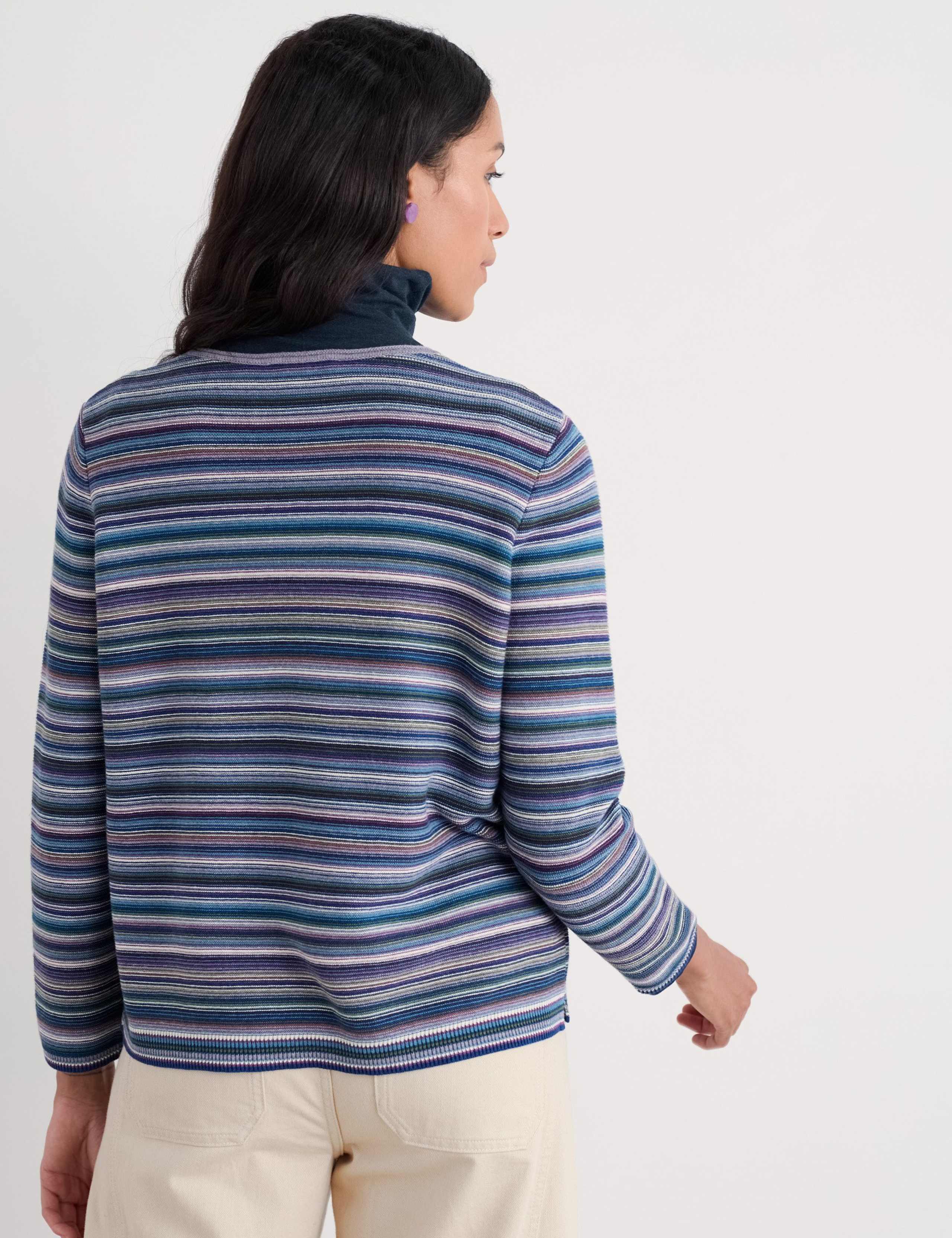 Pure Cotton Striped Crew Neck Jumper 4 of 5
