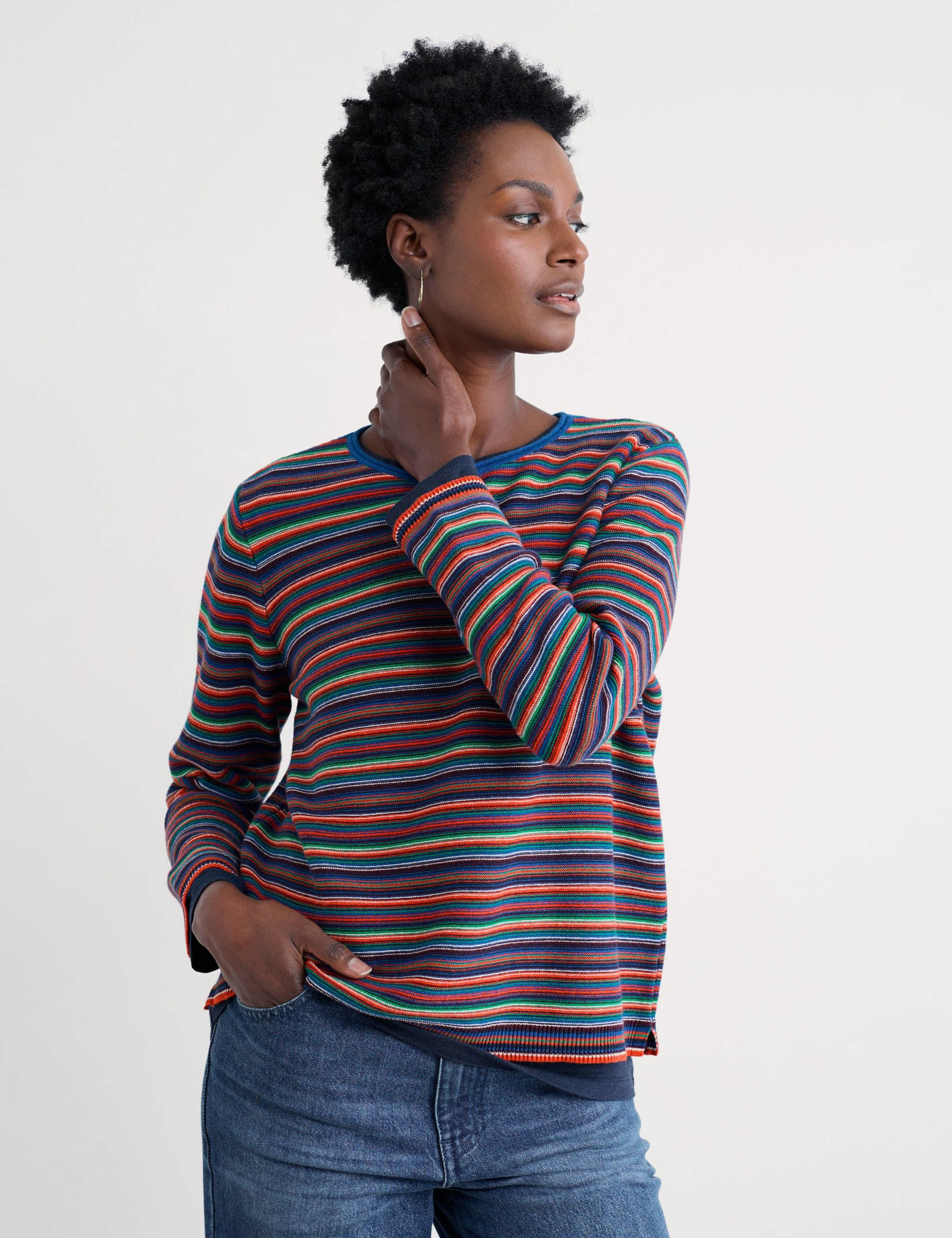 Pure Cotton Striped Crew Neck Jumper 3 of 5