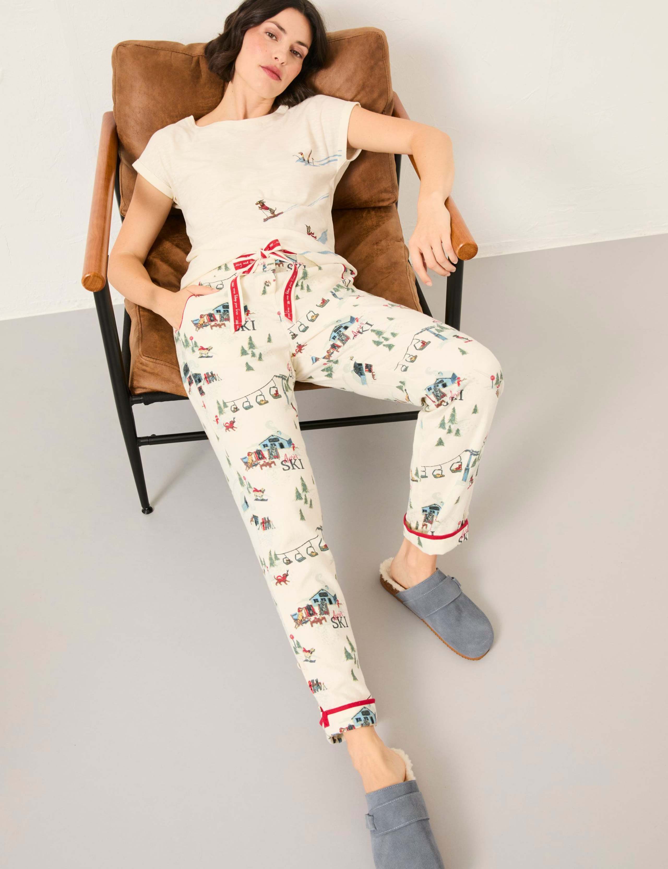 Pure Cotton Apres Ski Dog Pyjama Bottoms 1 of 5