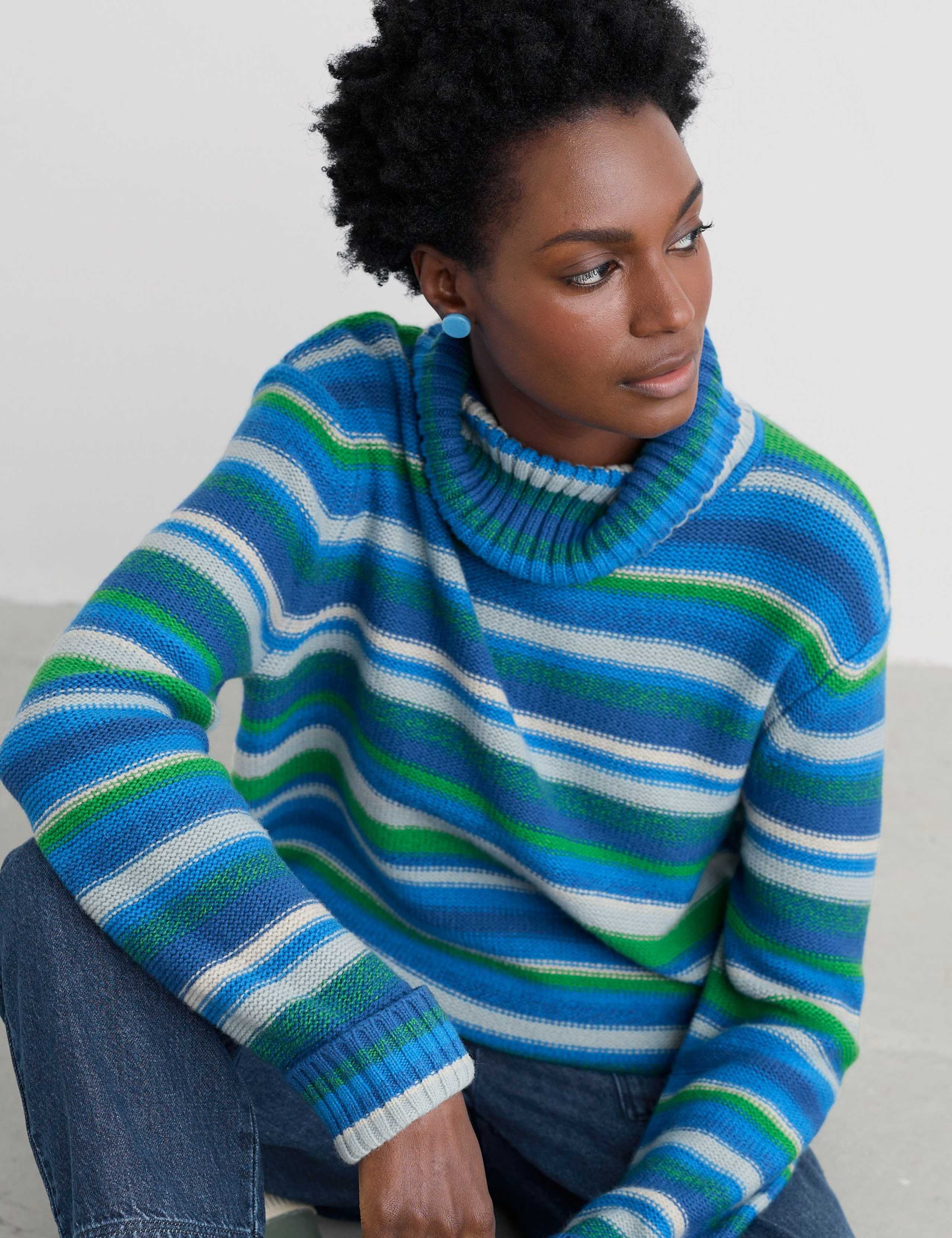 Lambswool Rich Striped Roll Neck Jumper 3 of 5