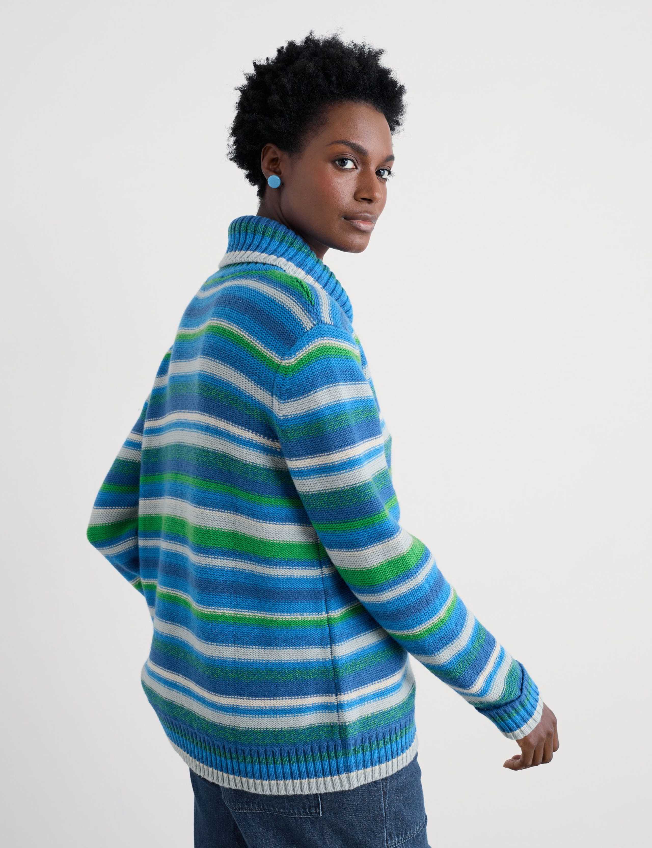 Lambswool Rich Striped Roll Neck Jumper 4 of 5