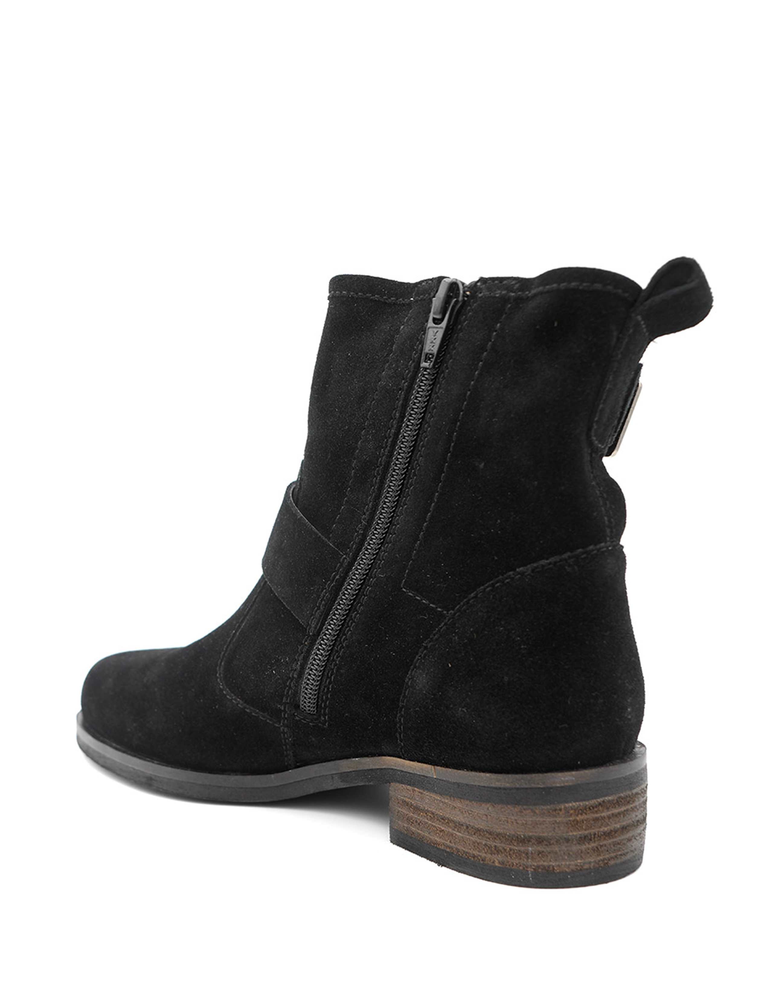 Suede Buckle Block Heel Ankle Boots 4 of 6