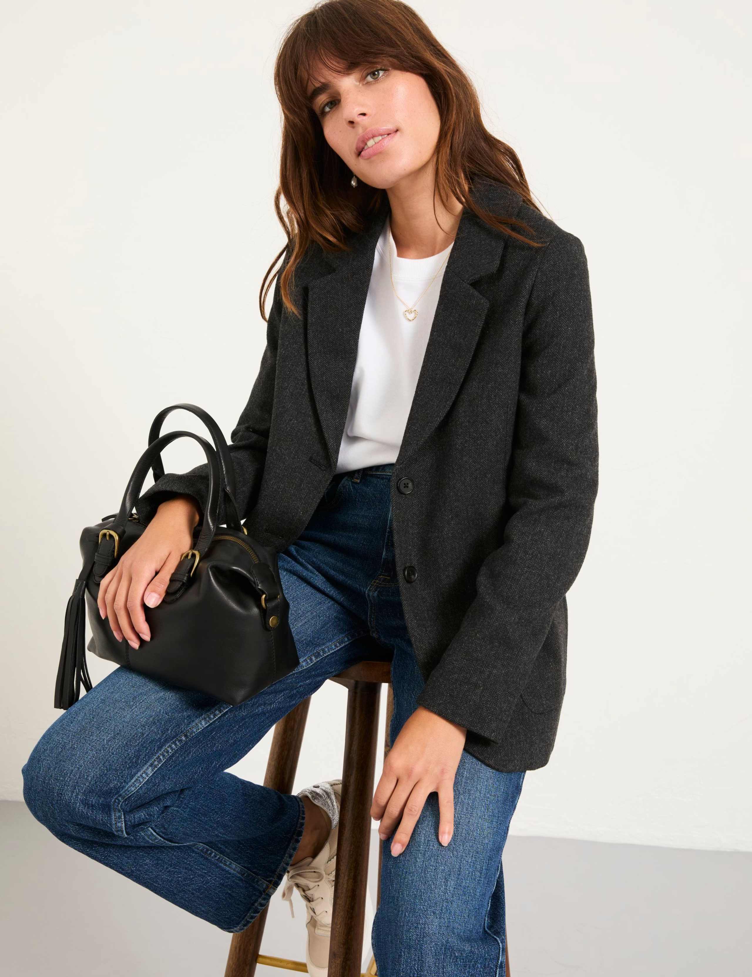 Wool Blend Single Breasted Blazer 3 of 6