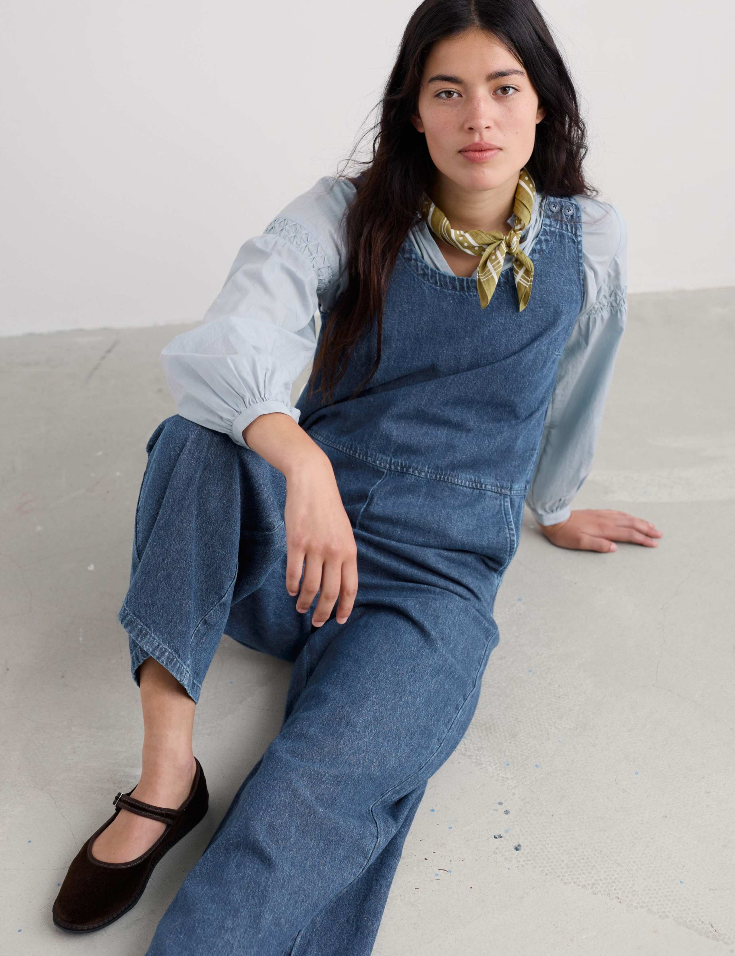 Cotton Rich Cropped Jumpsuit with Linen 4 of 5