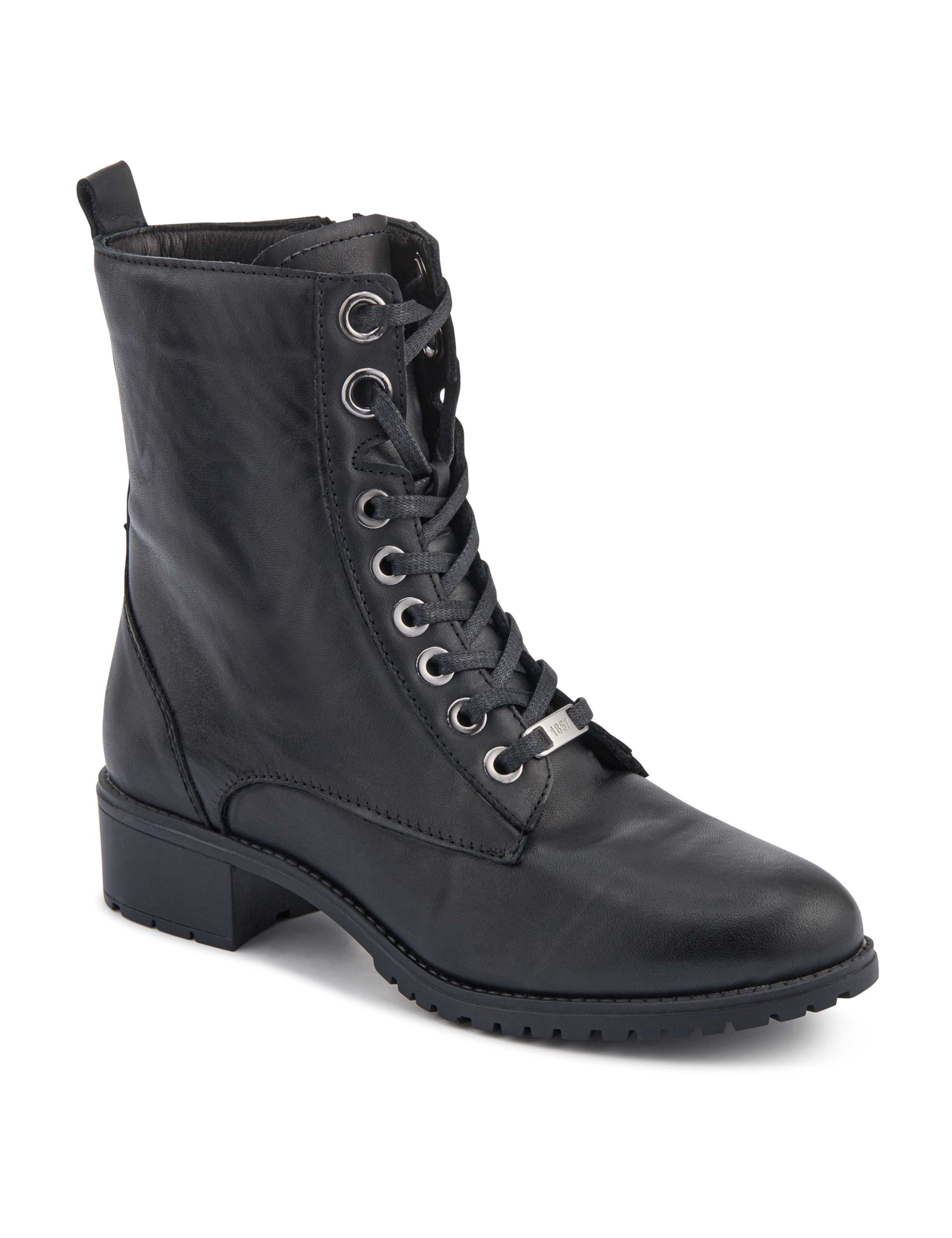 Leather Lace Up Block Heel Ankle Boots 3 of 6