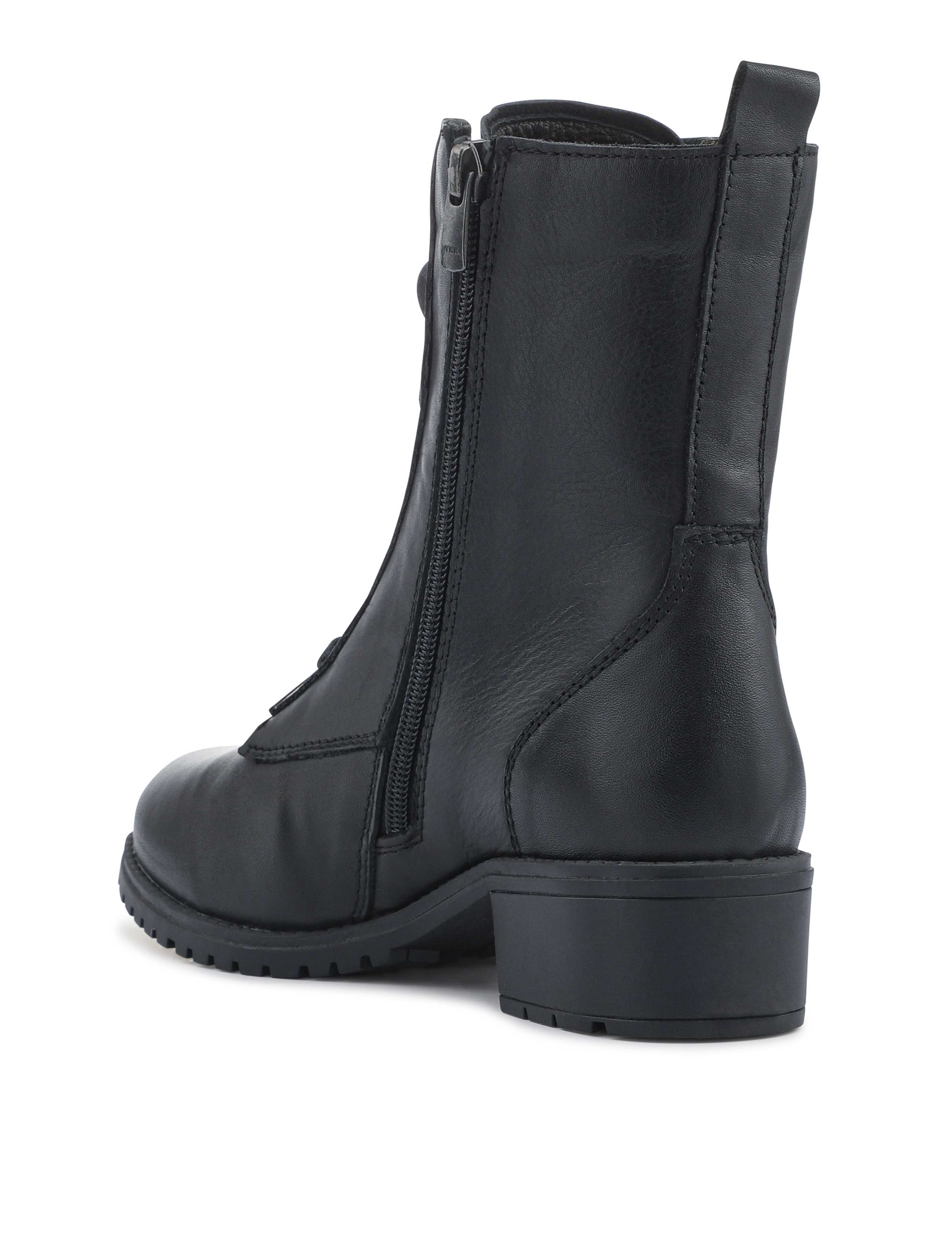 Leather Lace Up Block Heel Ankle Boots 5 of 6