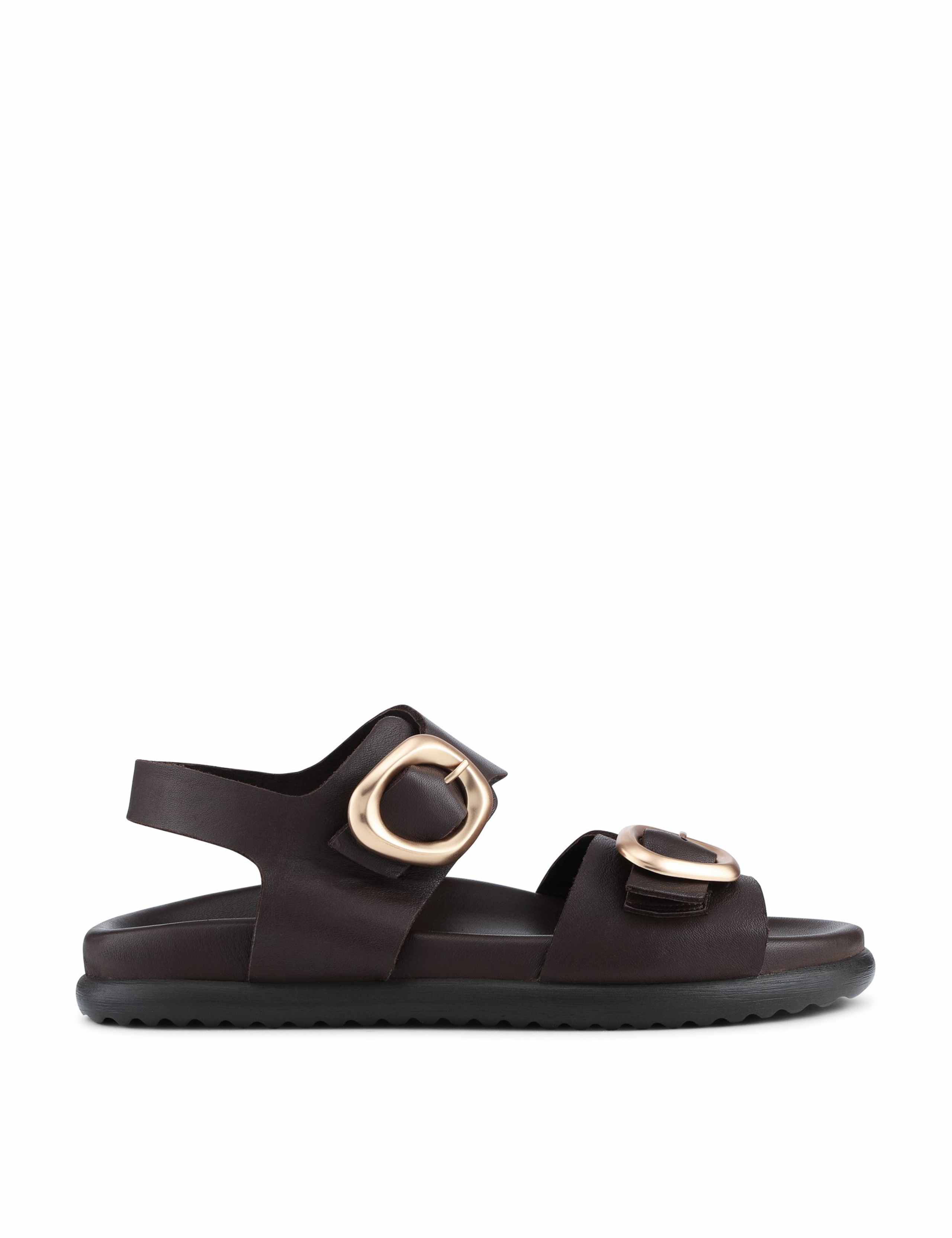 Leather Buckle Ankle Strap Platform Sandals 1 of 6