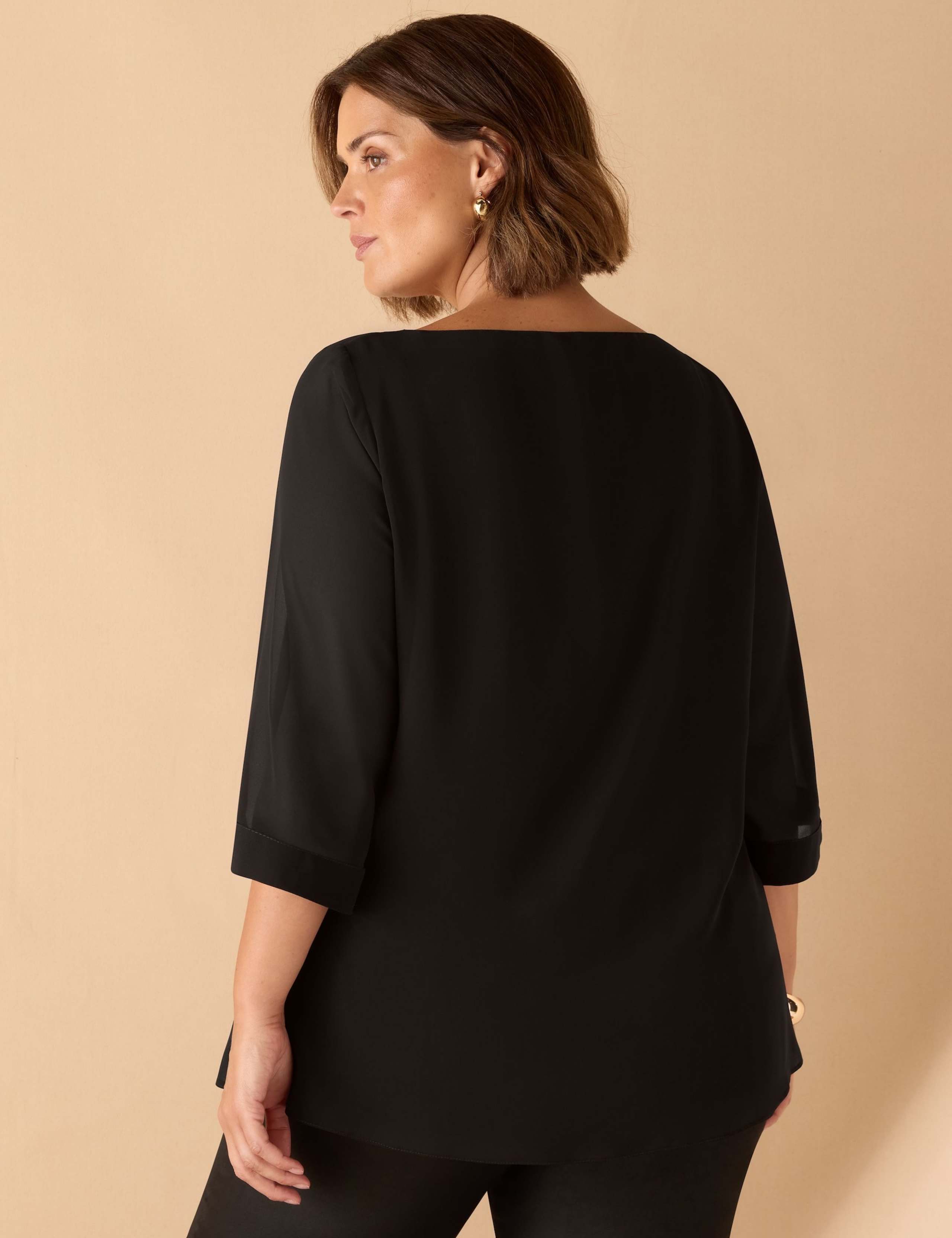 Chiffon Overlay Cowl Neck Top 3 of 3