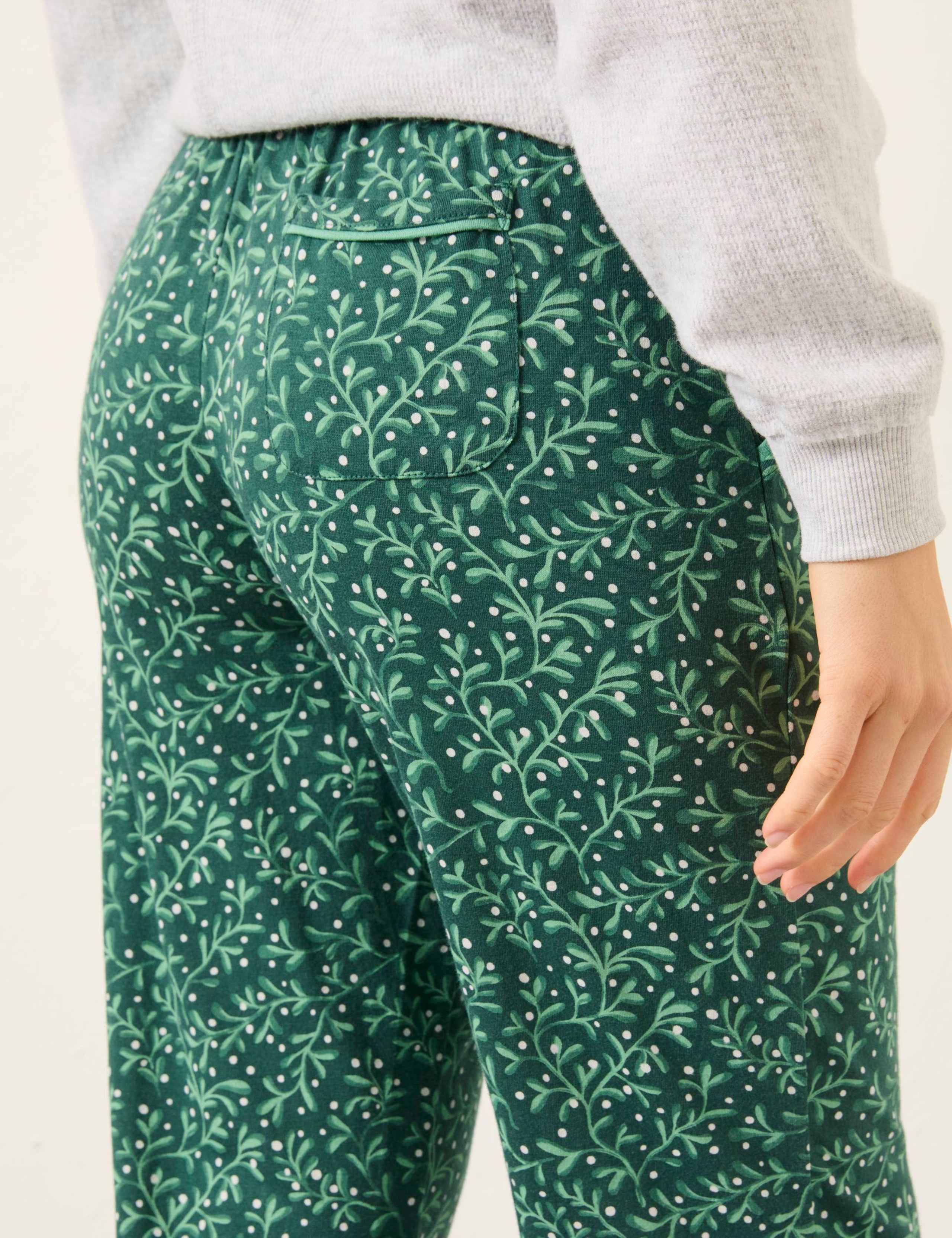 Cotton Modal Mistletoe Print Pyjama Bottoms 3 of 7