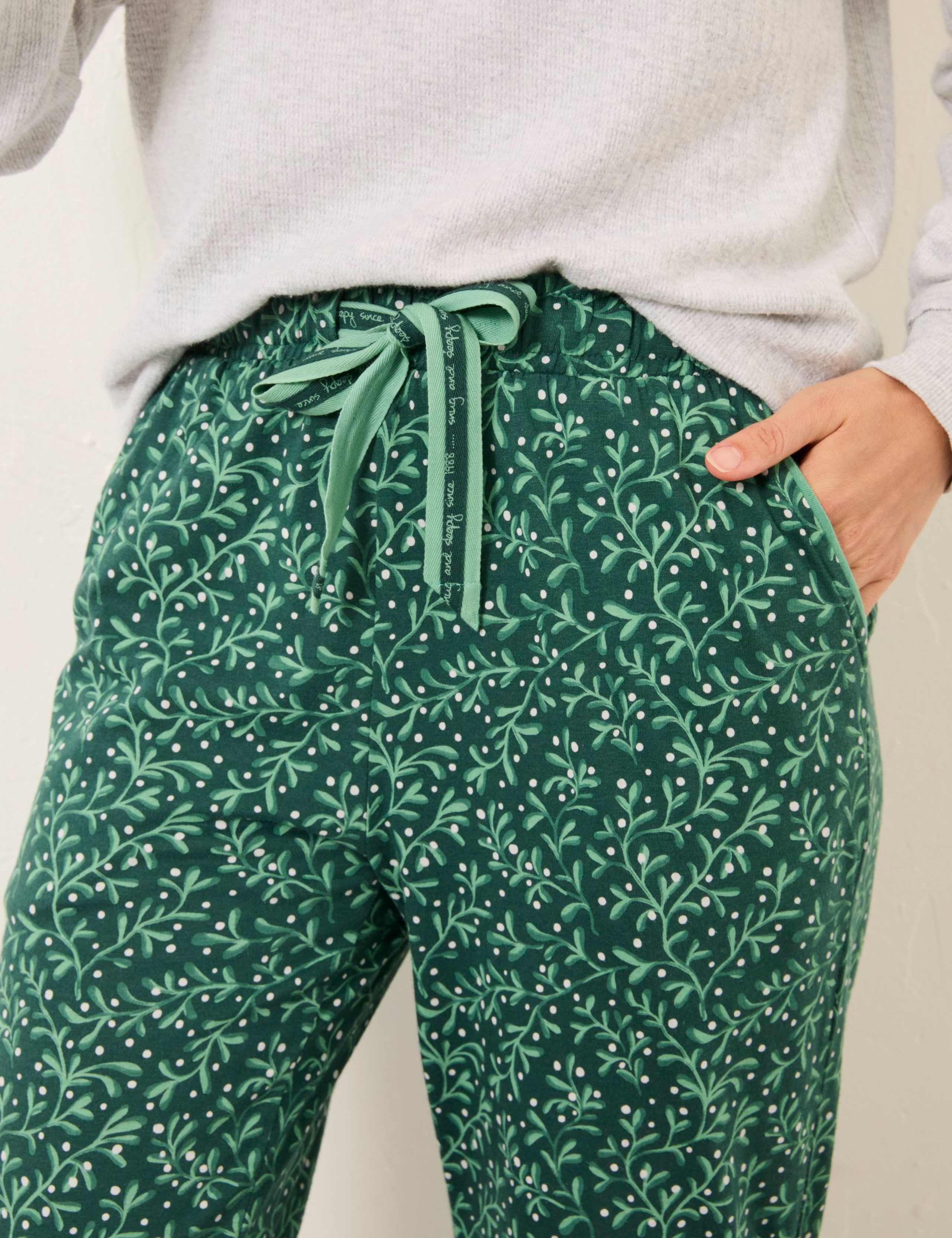 Cotton Modal Mistletoe Print Pyjama Bottoms 5 of 7