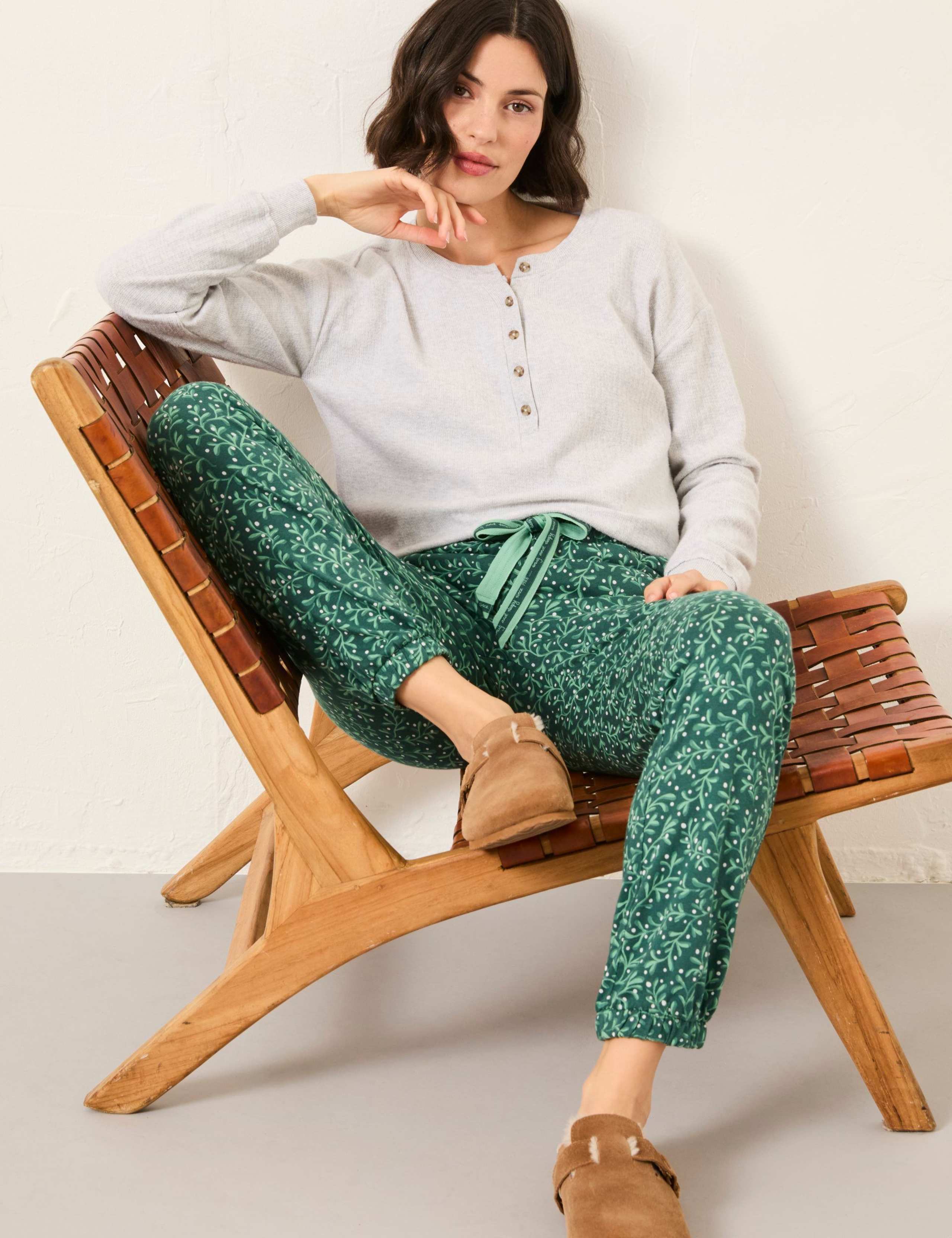 Cotton Modal Mistletoe Print Pyjama Bottoms 7 of 7