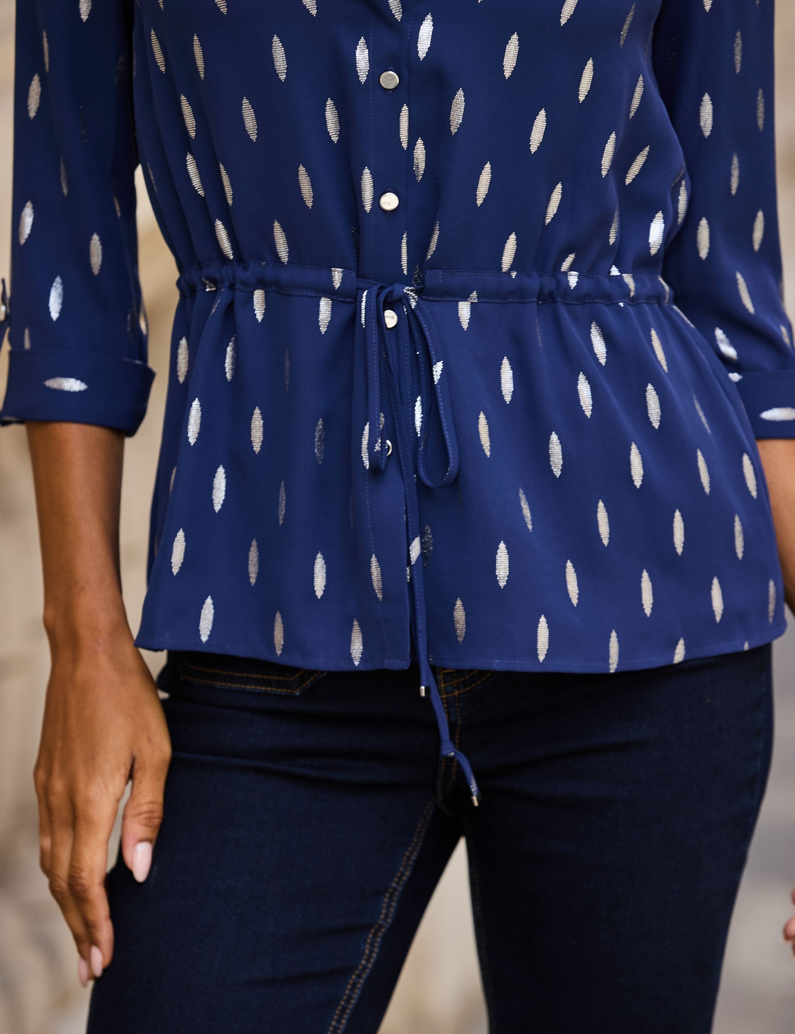 Chiffon Fleck Print Collared Shirt 2 of 6