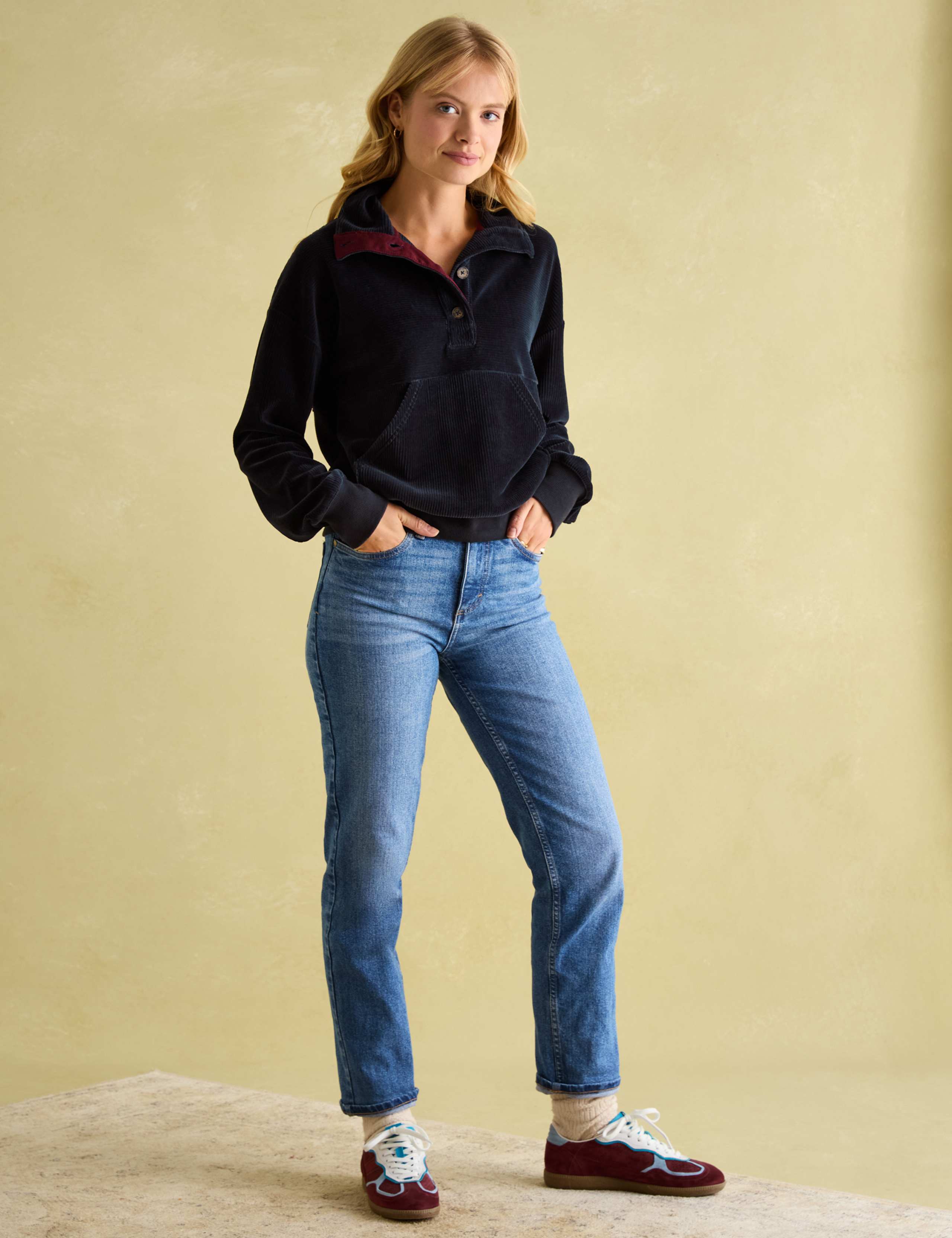 Cotton Rich Corduroy Funnel Neck Sweatshirt 3 of 7