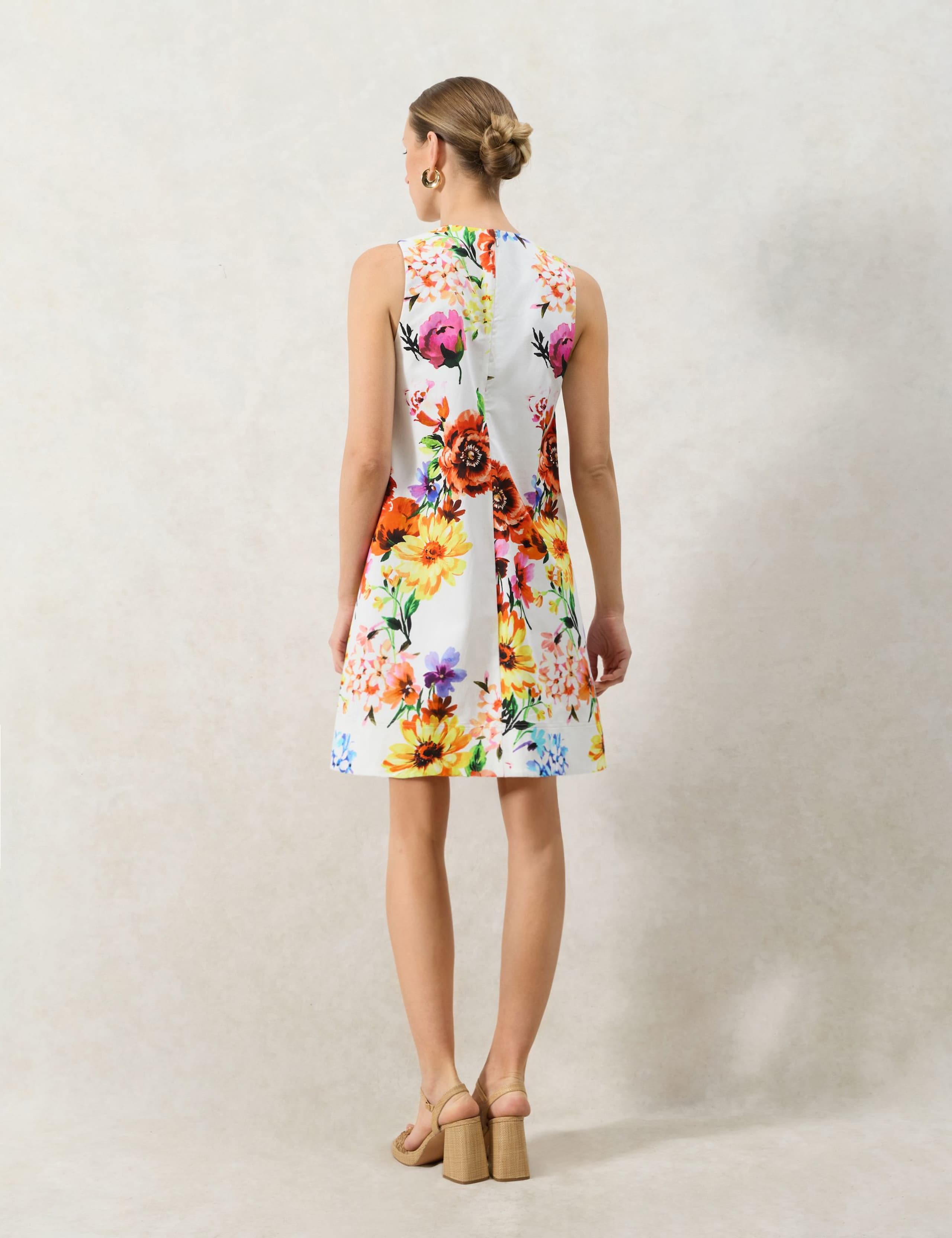 Pure Cotton Floral Round Neck Mini Shift Dress 3 of 4