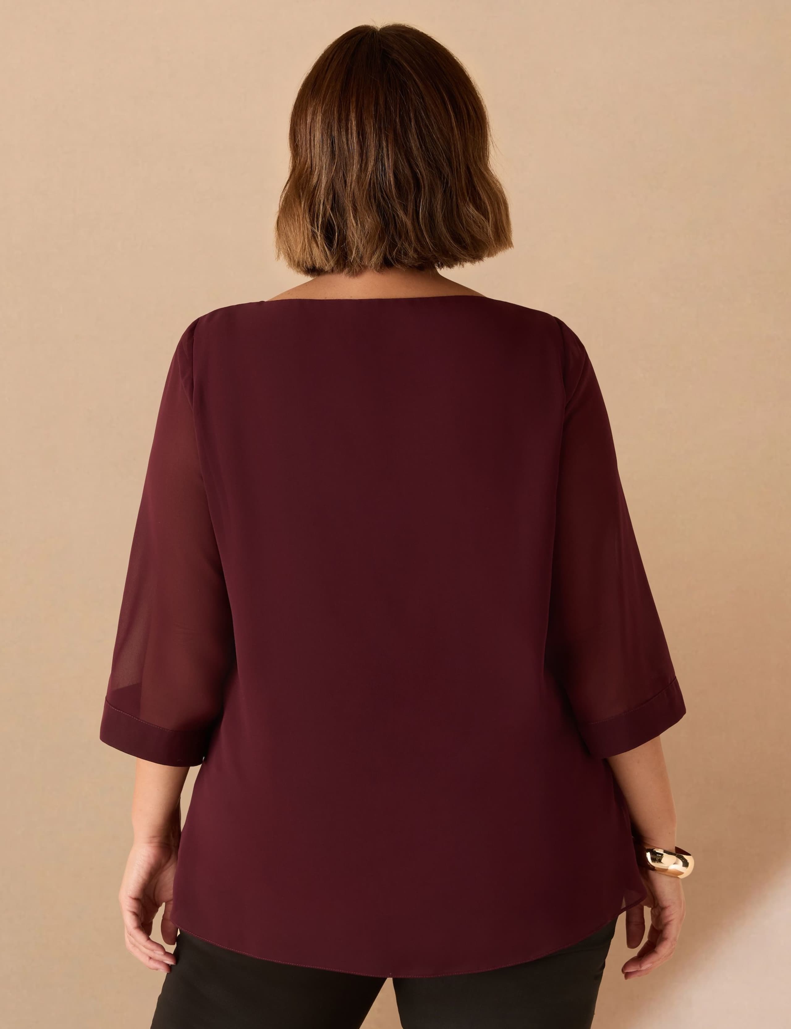 Cowl Neck Chiffon Overlay Top 4 of 4