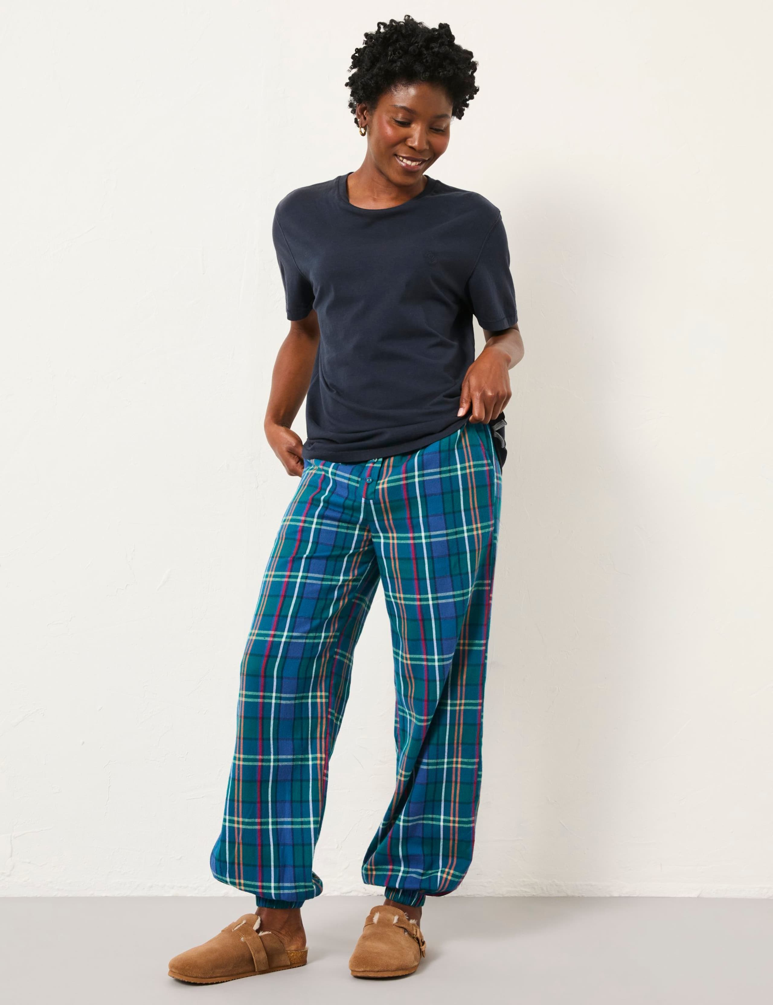 Pure Cotton Checked Pyjama Bottoms 1 of 5