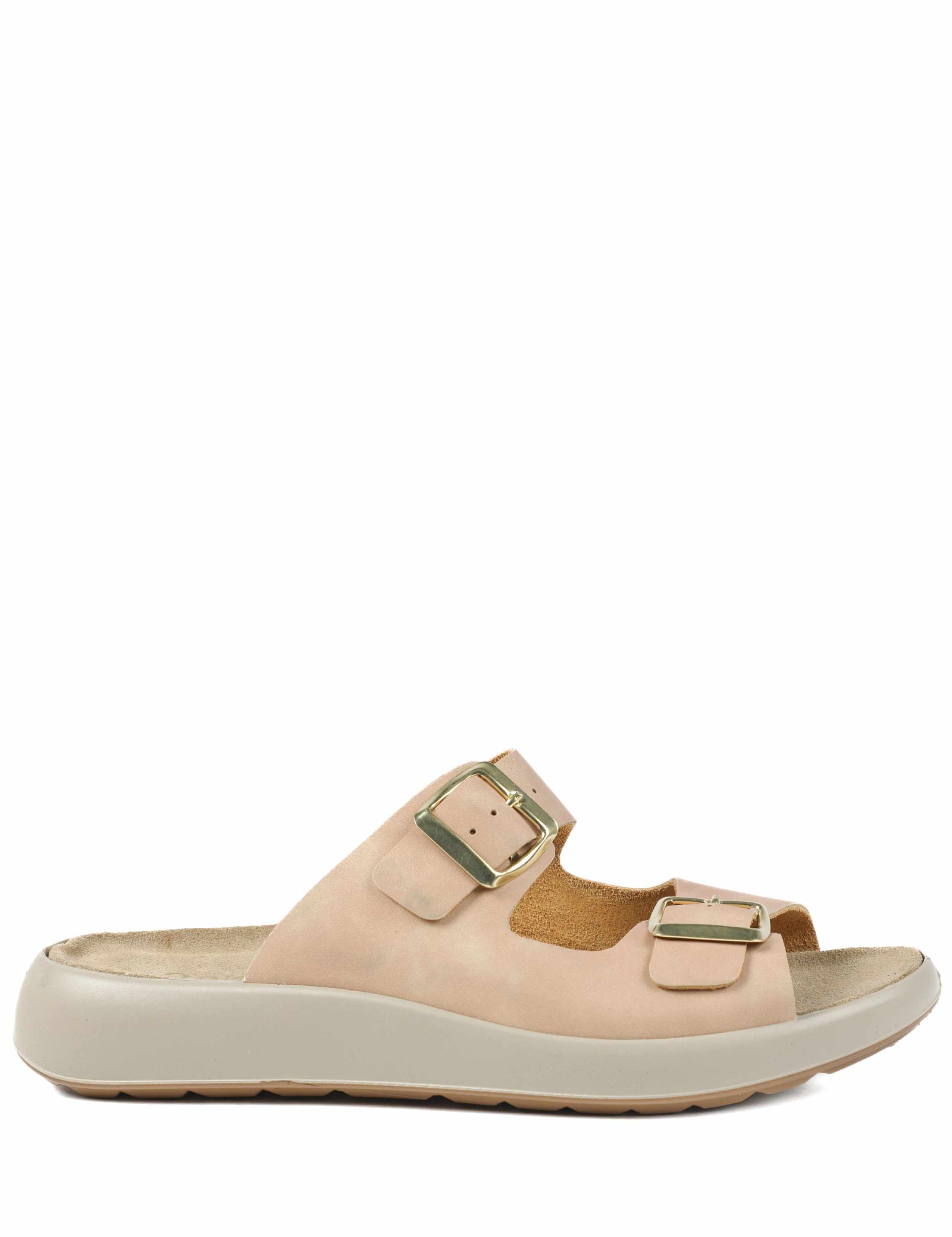 Leather Buckle Flatform Sliders 1 of 5