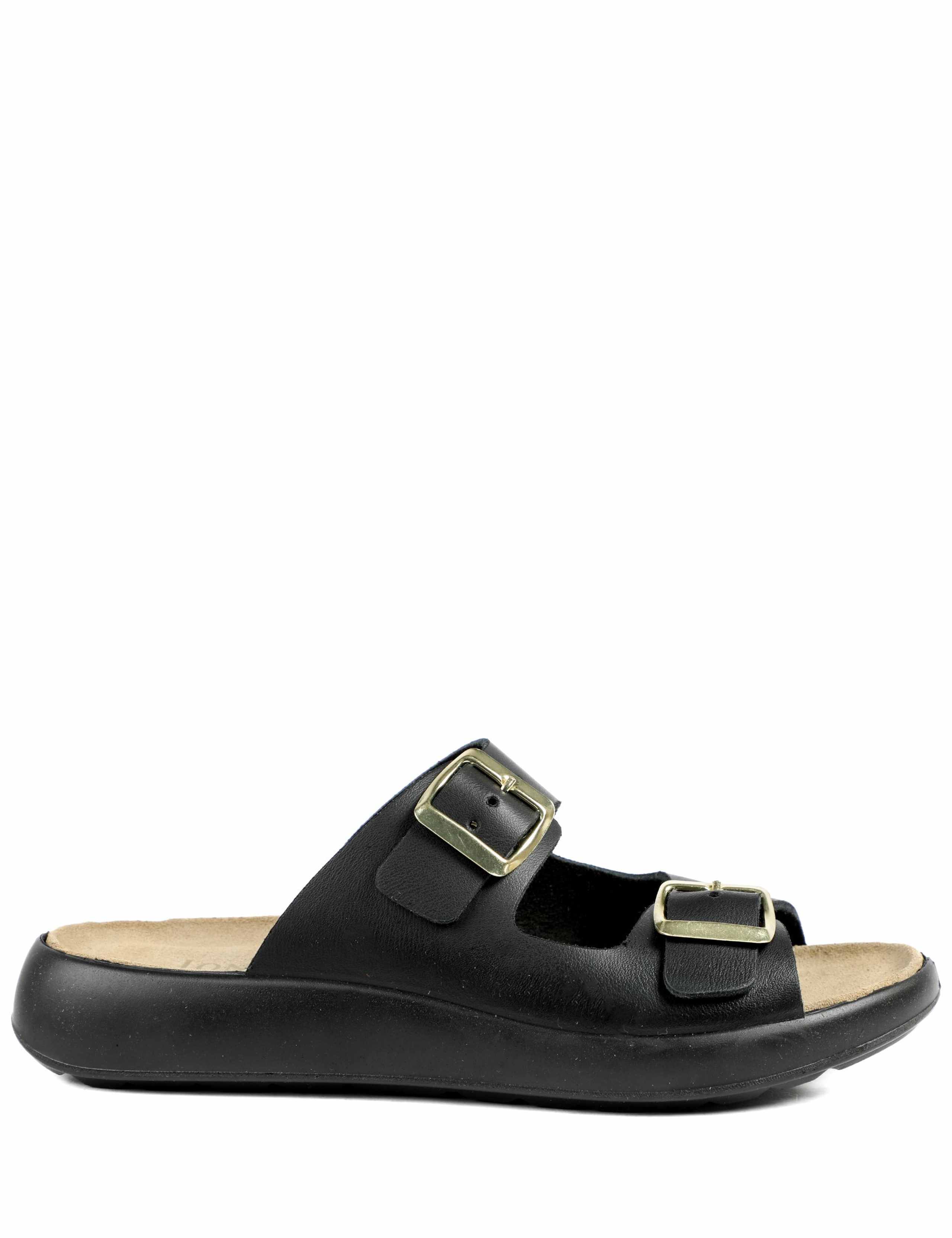 Leather Buckle Flatform Sliders 1 of 5