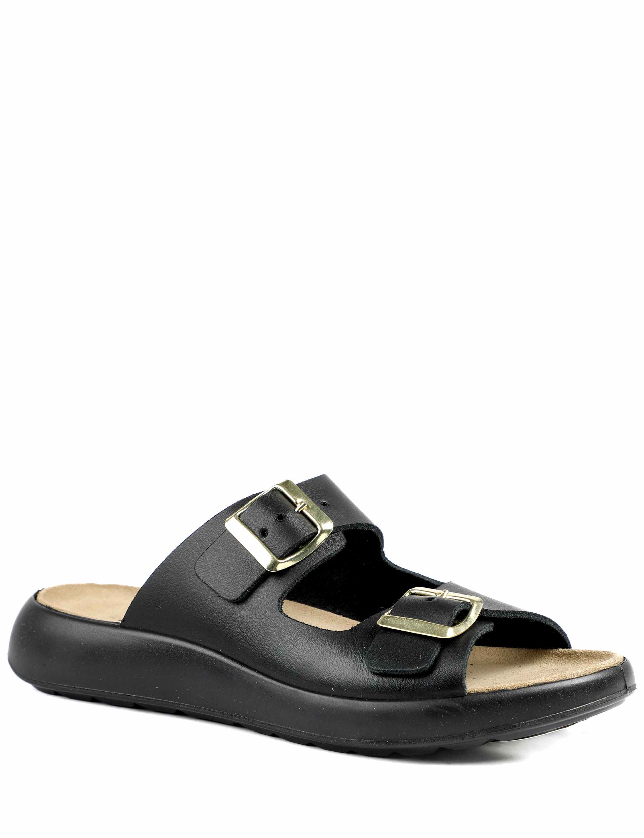 Leather Buckle Flatform Sliders 2 of 5
