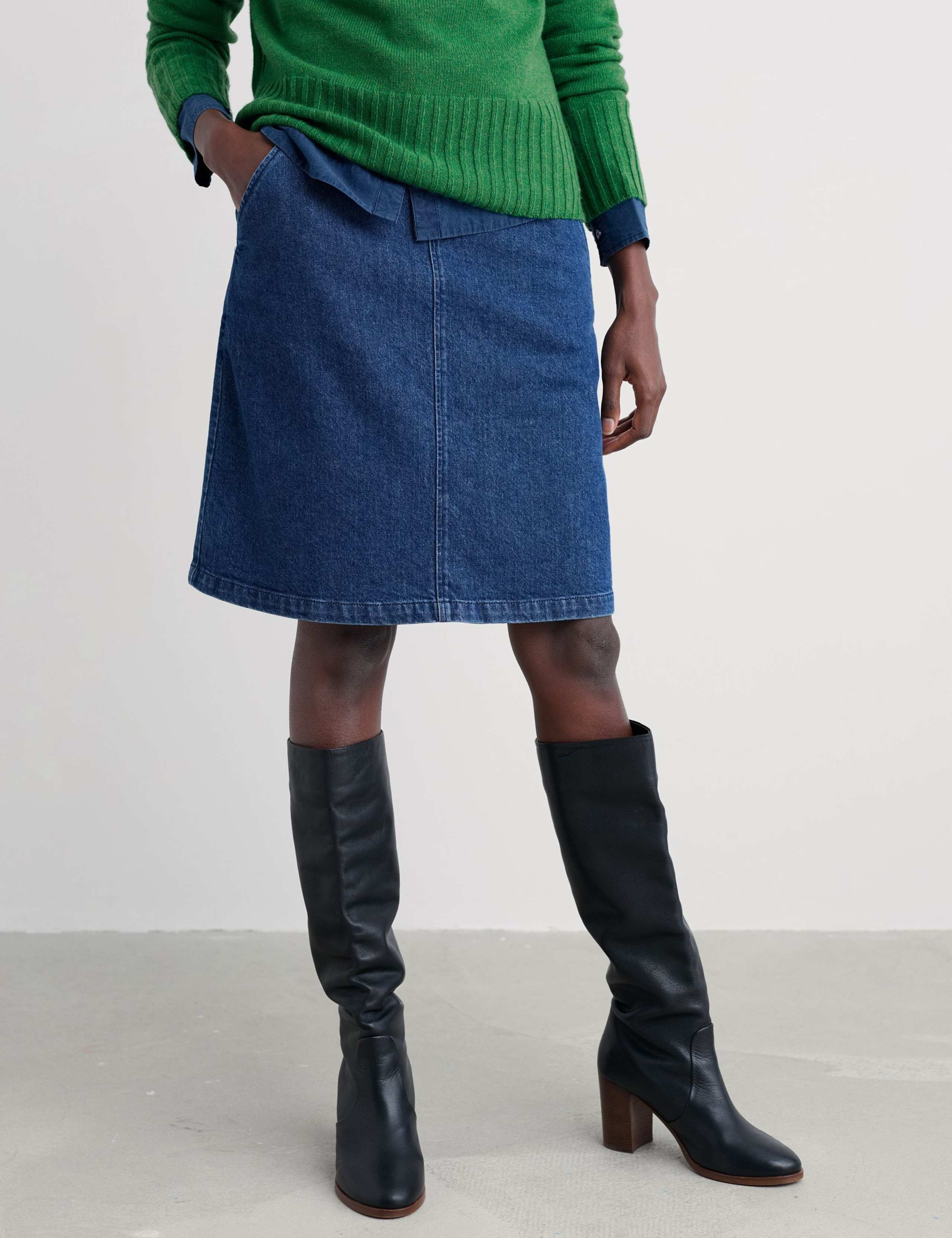 Denim A-Line Mini Skirt 3 of 5