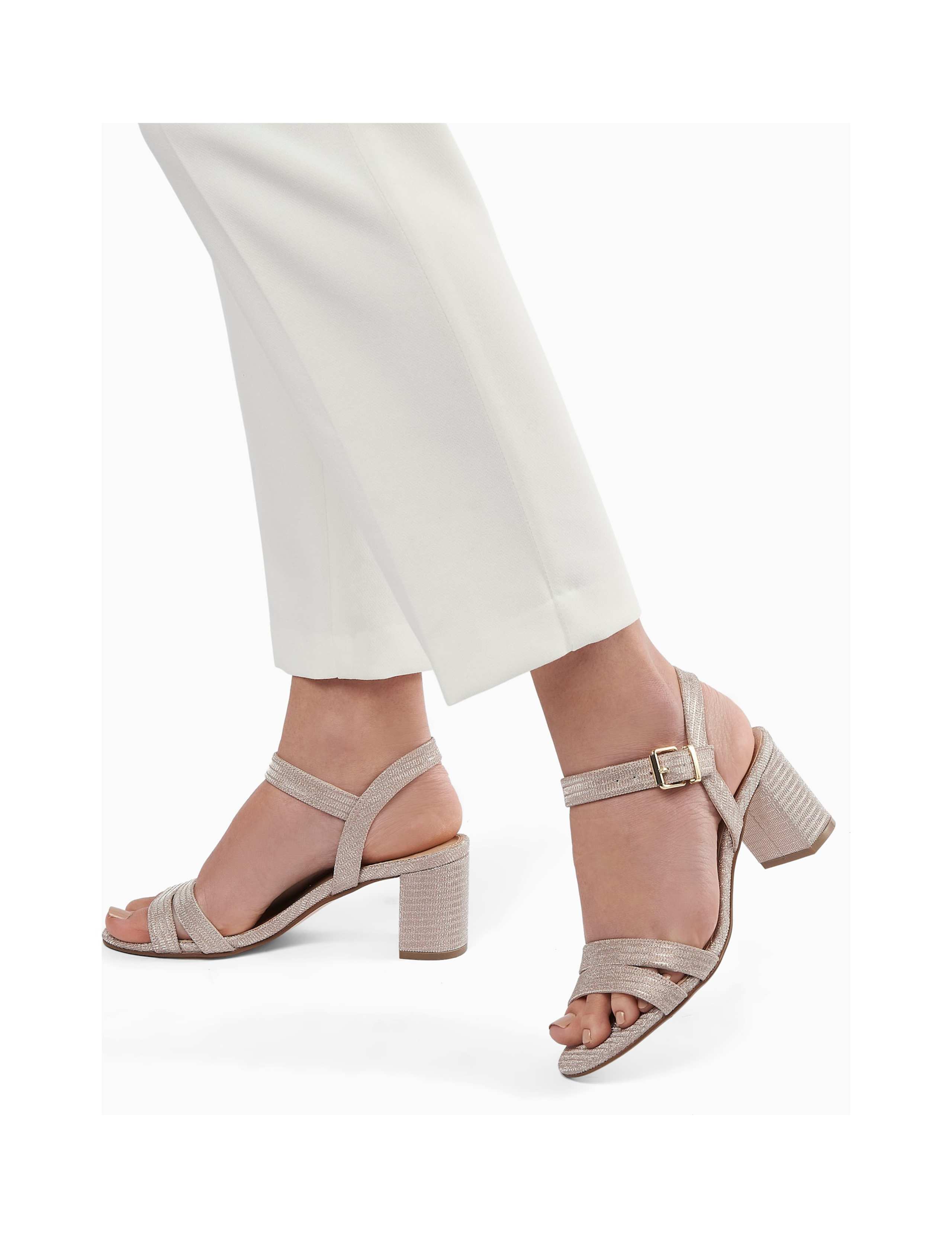 Glitter Ankle Strap Block Heel Sandals 2 of 5