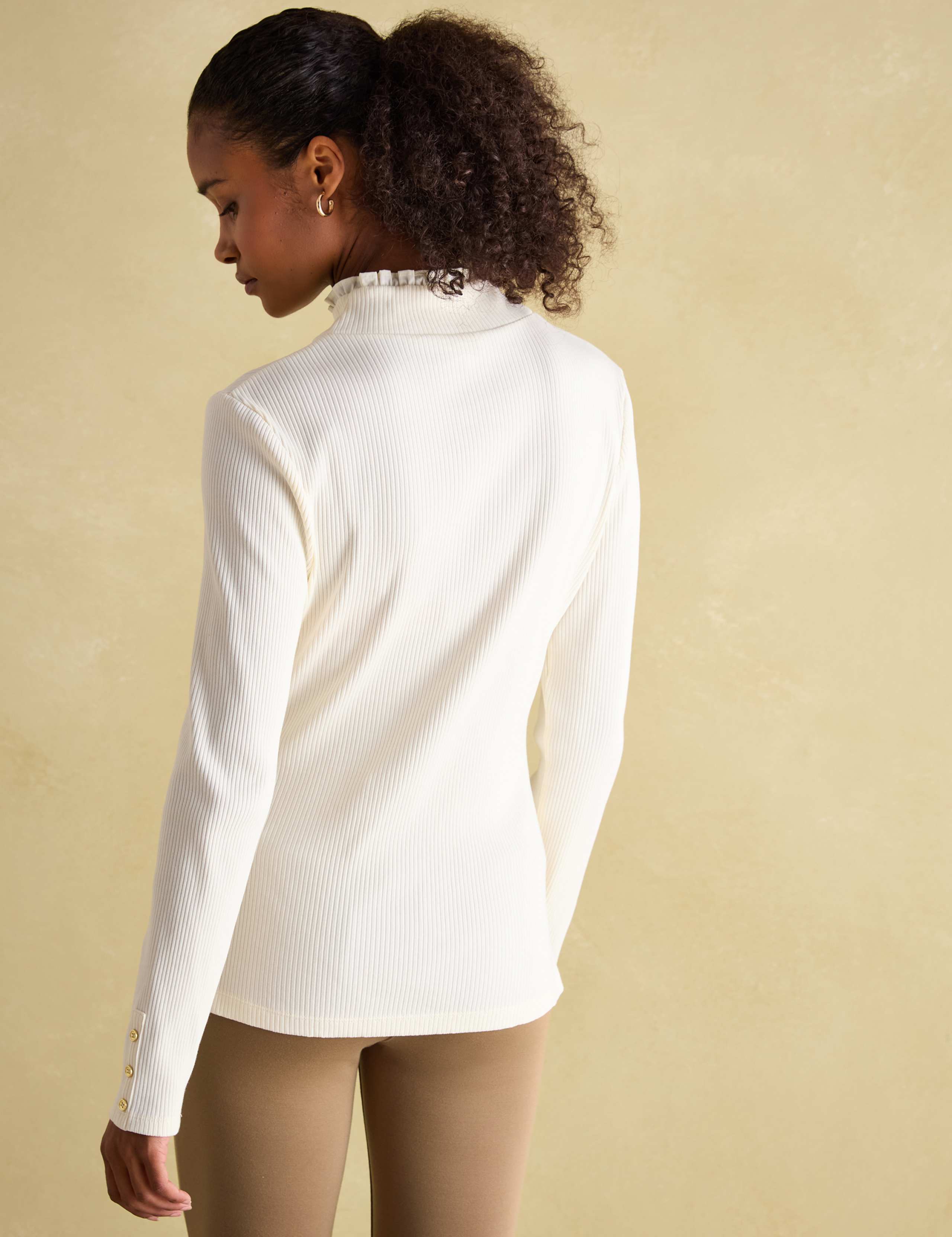 Cotton Rich Ribbed Frill Detail Top 3 of 6