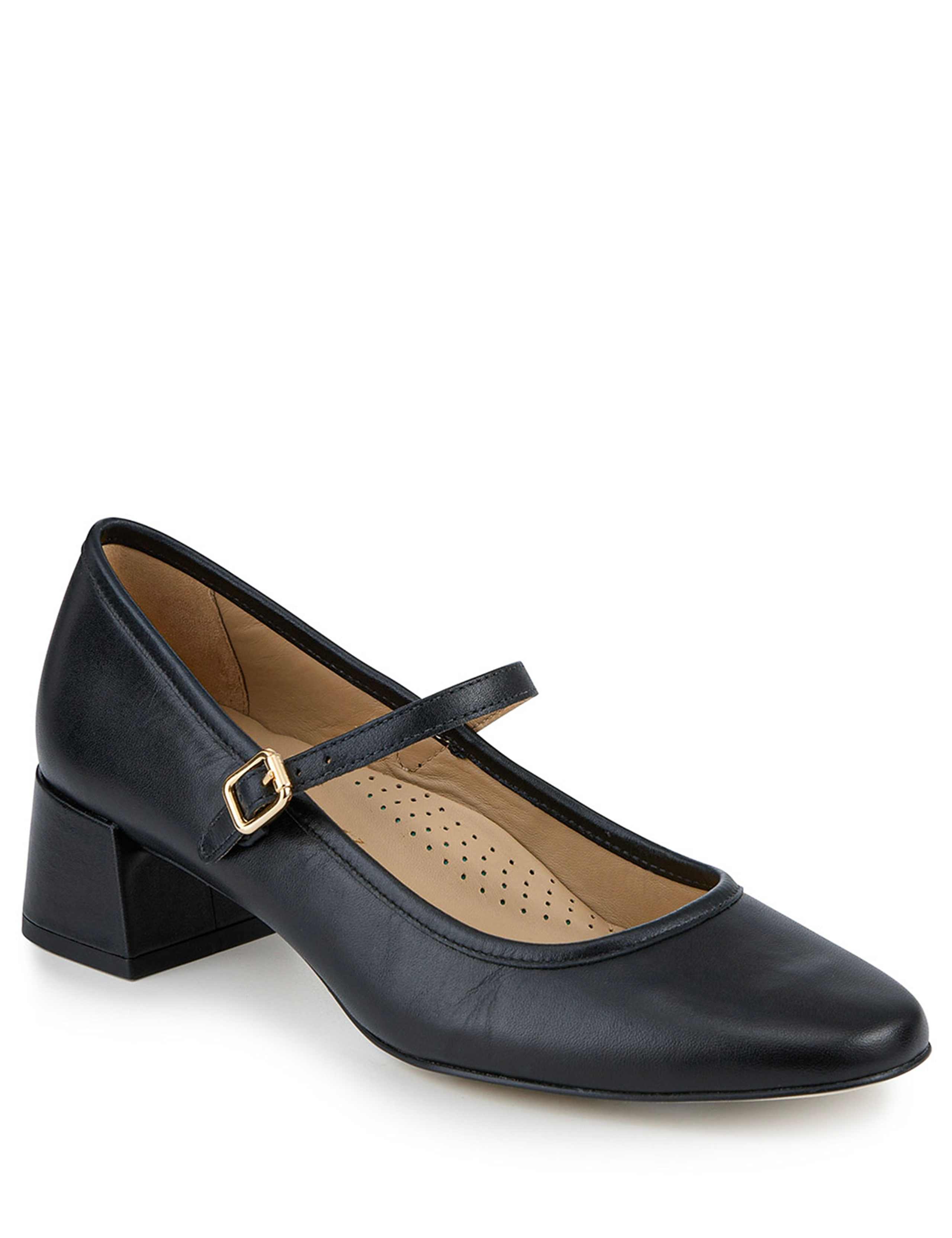 Leather Block Heel Mary Jane Shoes 2 of 6